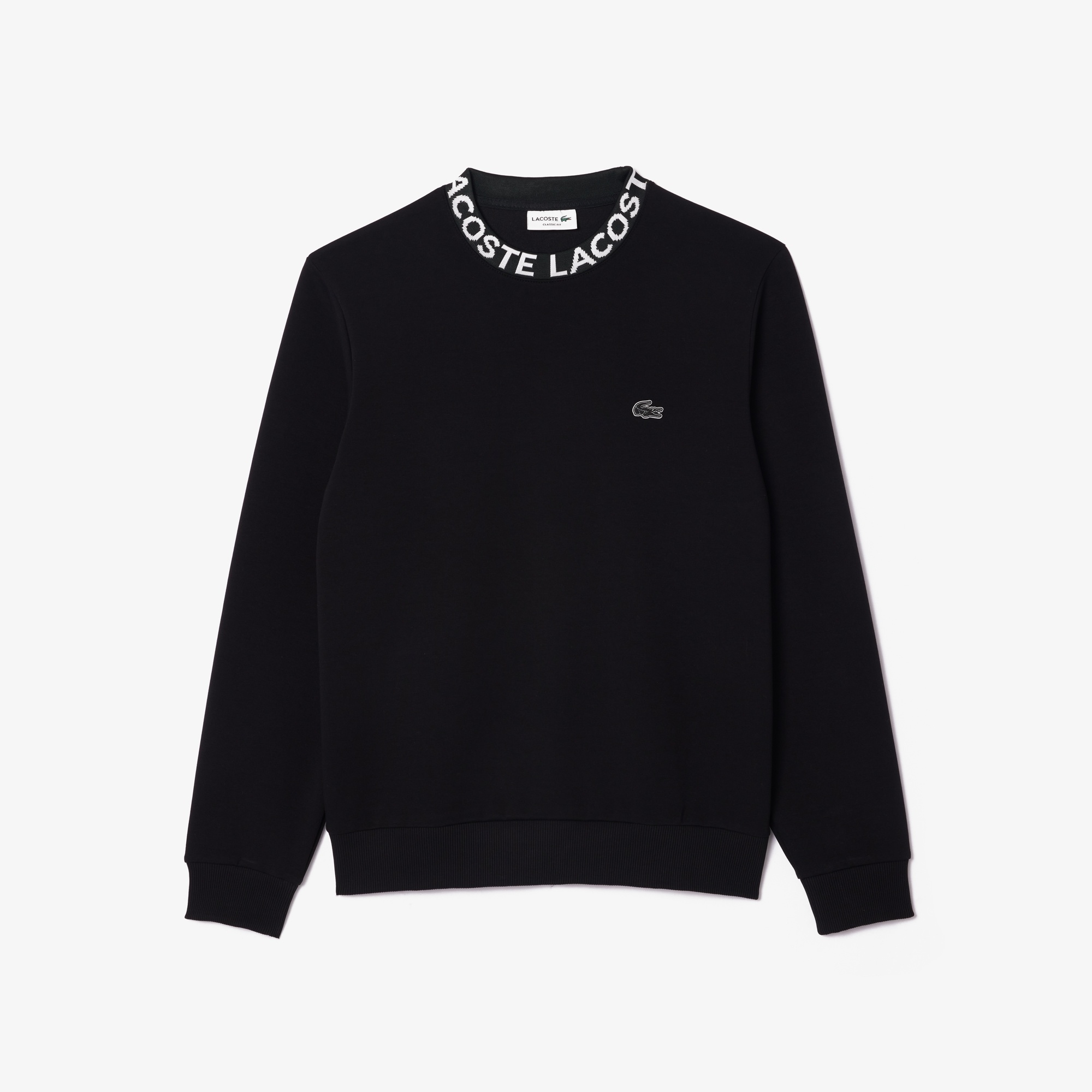 Lacoste Erkek Classic Fit Bisiklet Yaka Baskılı Siyah Sweatshirt