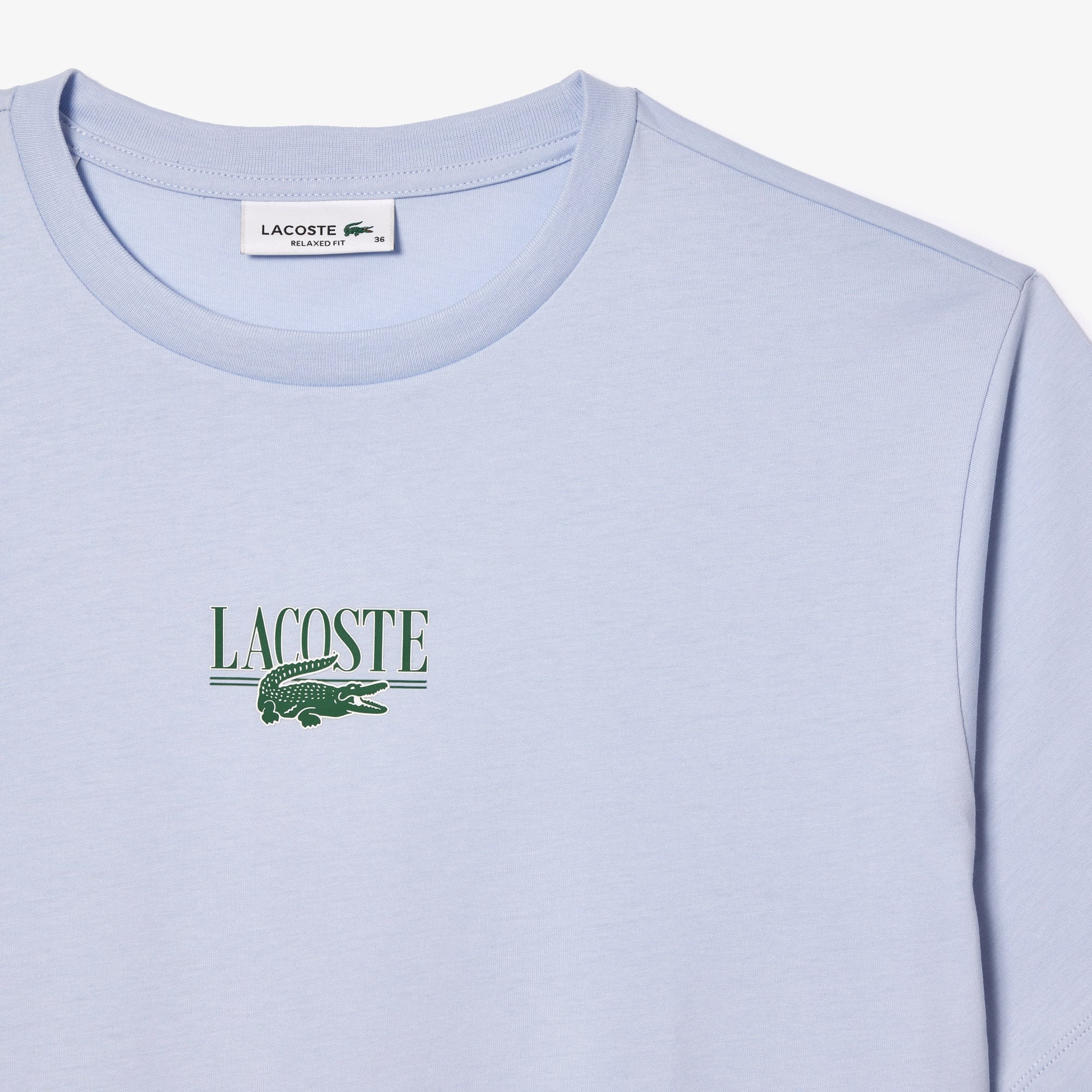 Lacoste Kadın Relaxed Fit Bisiklet Yaka Baskılı Mavi T-Shirt