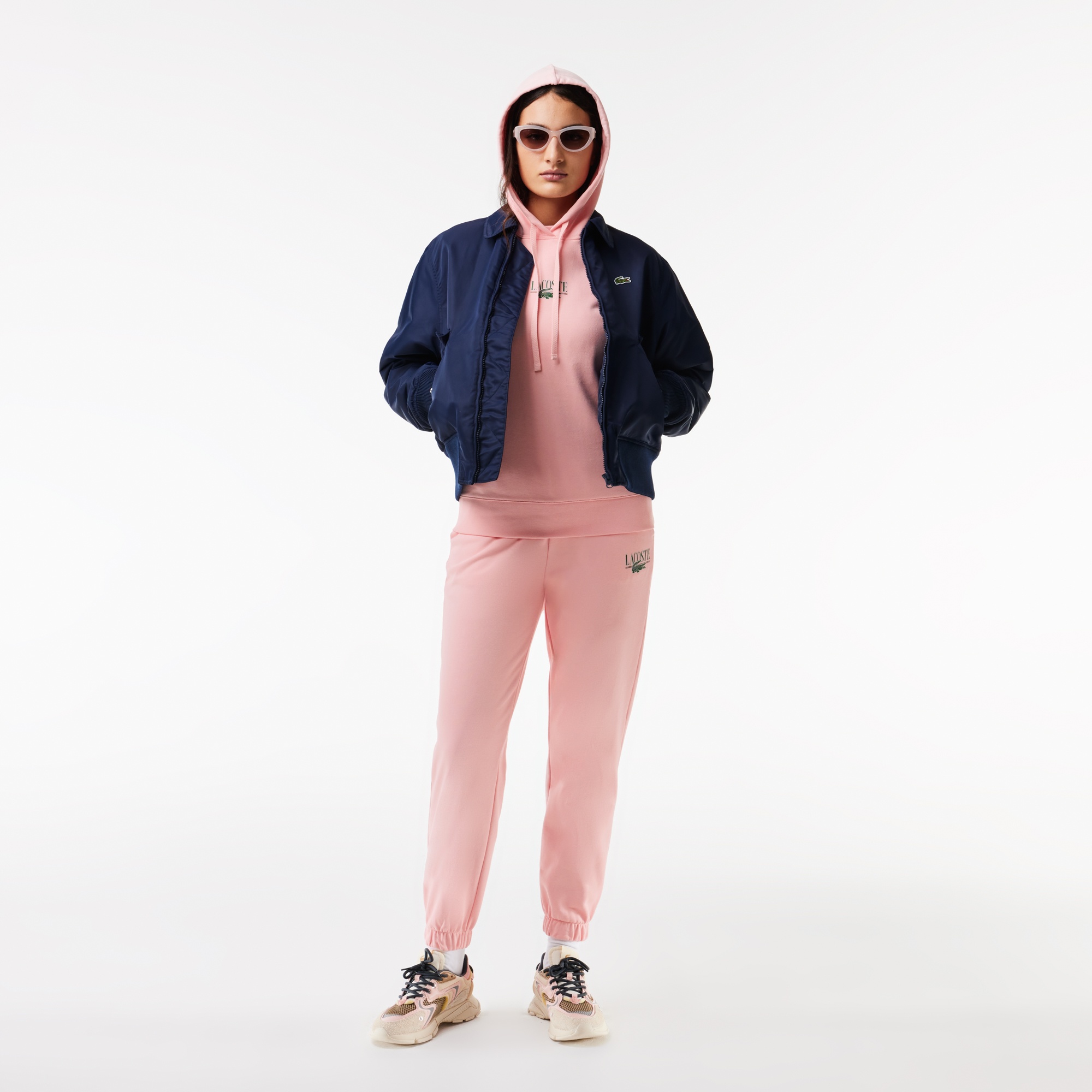 Lacoste Kadın Polo Yaka Pembe Sweatshirt