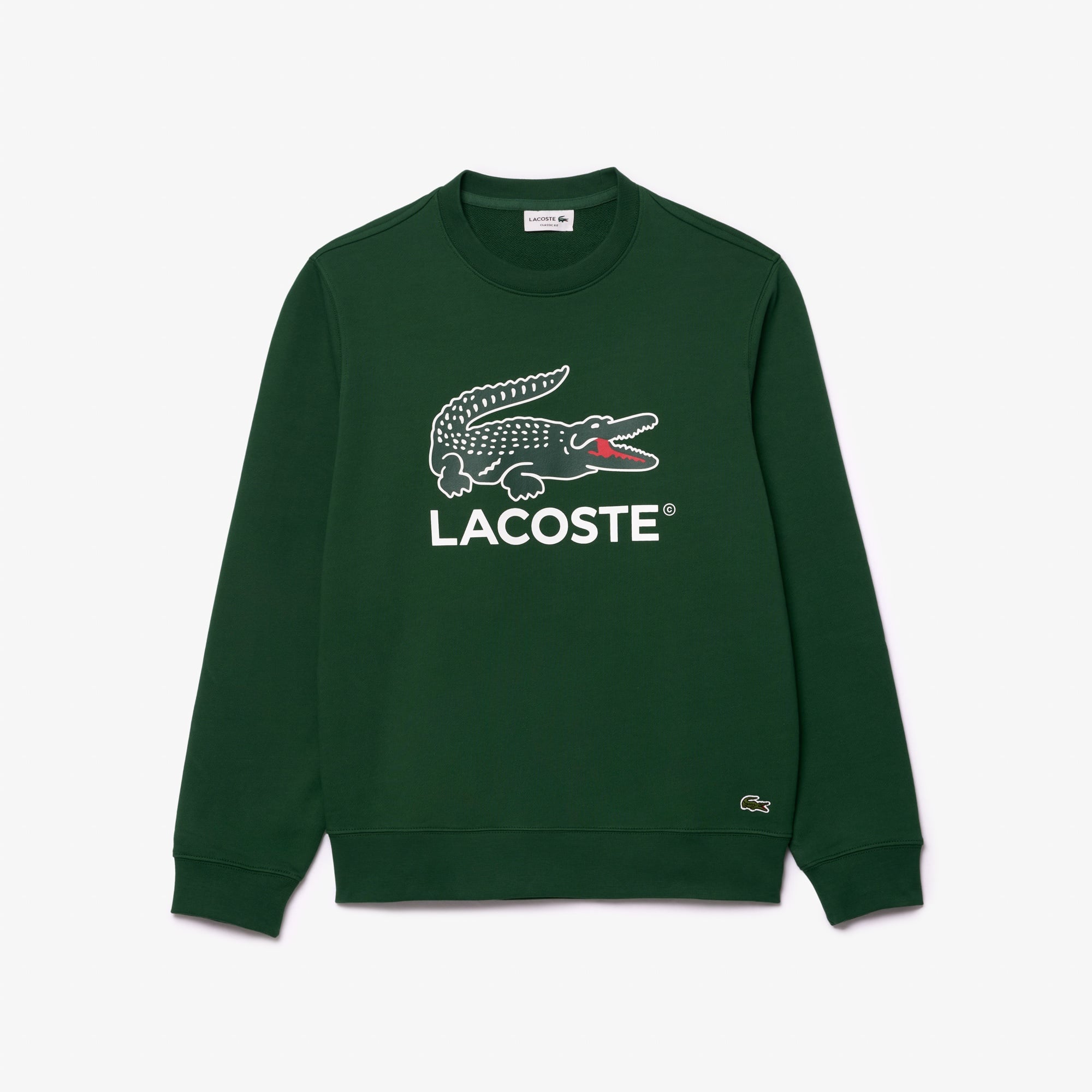 Lacoste Erkek Classic Fit Bisiklet Yaka Baskılı Yeşil Sweatshirt