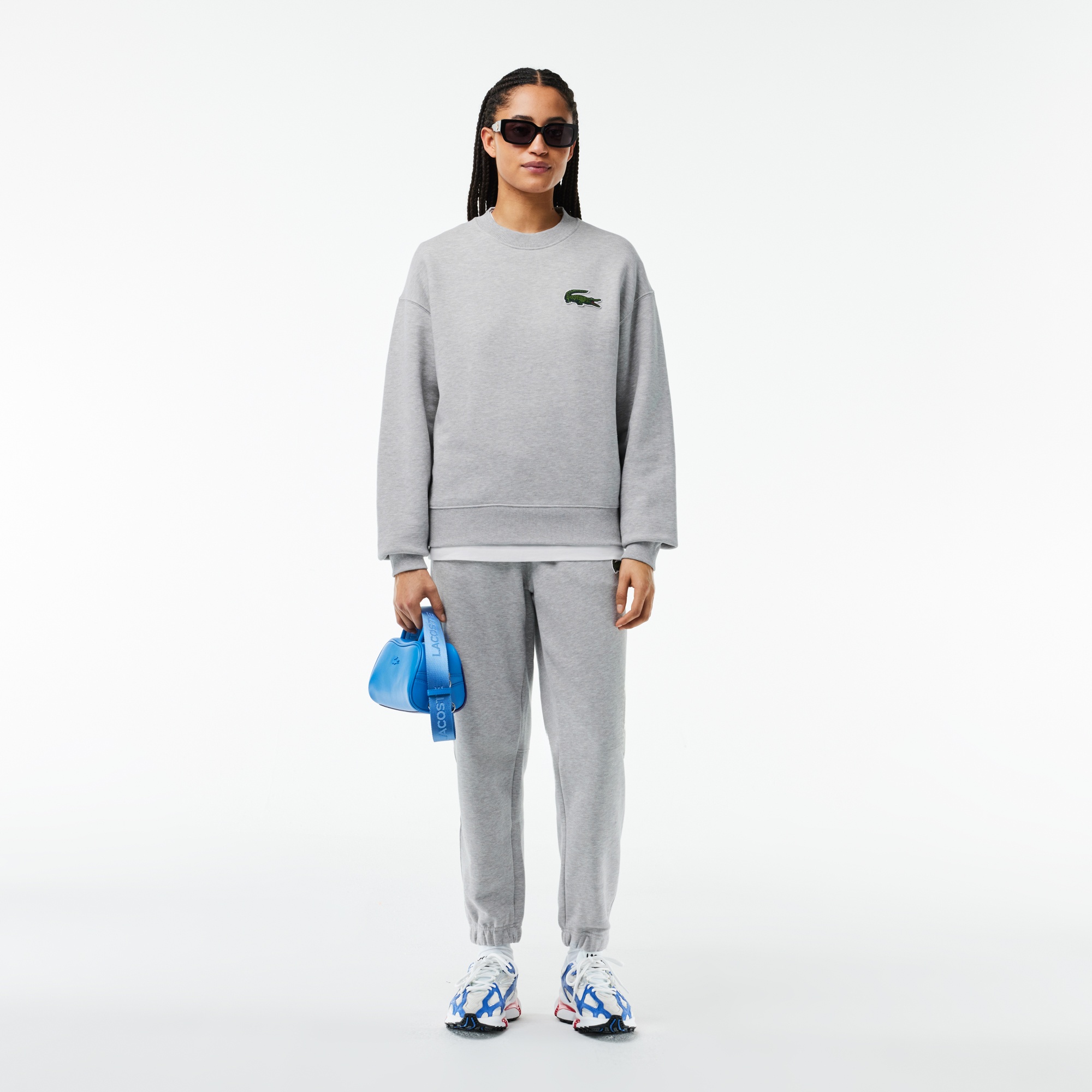 Lacoste Unisex Loose Fit Bisiklet Yaka Gri Sweatshirt