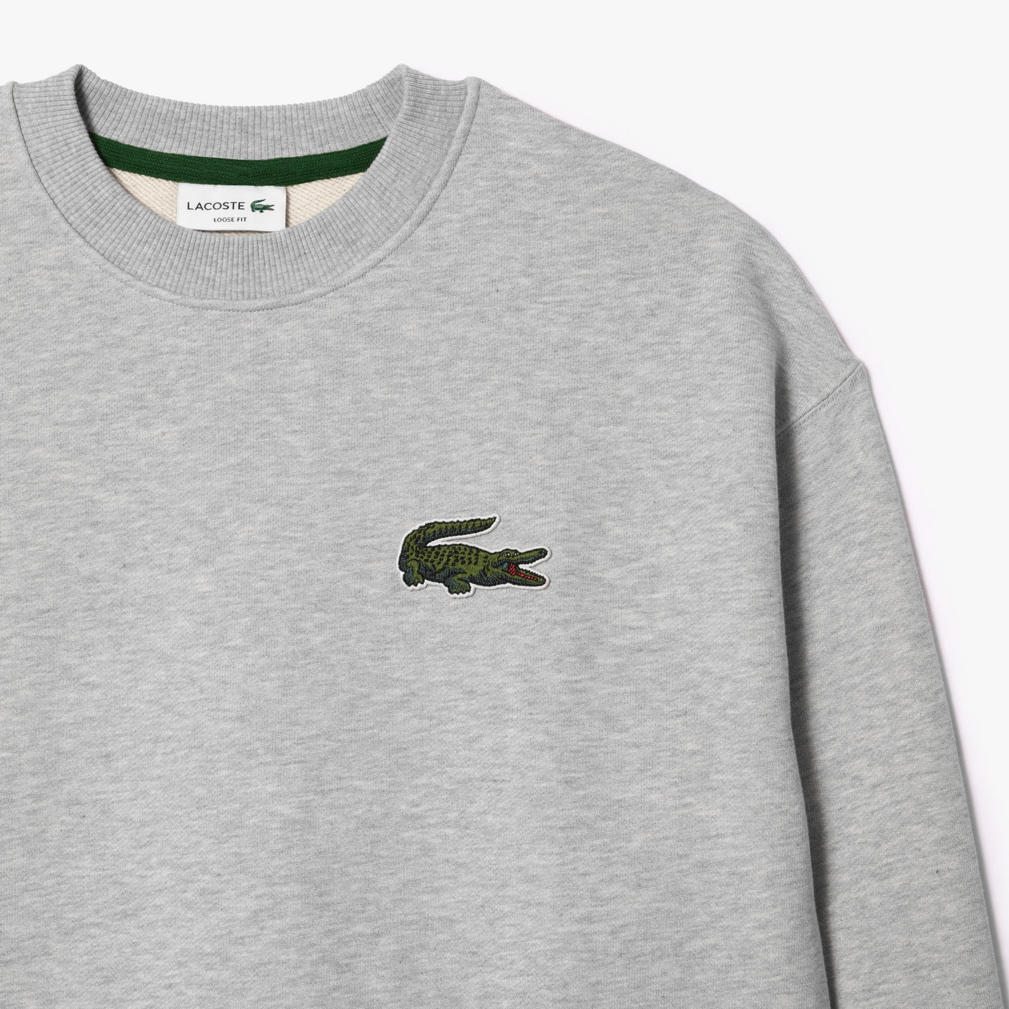 Lacoste Unisex Loose Fit Bisiklet Yaka Gri Sweatshirt