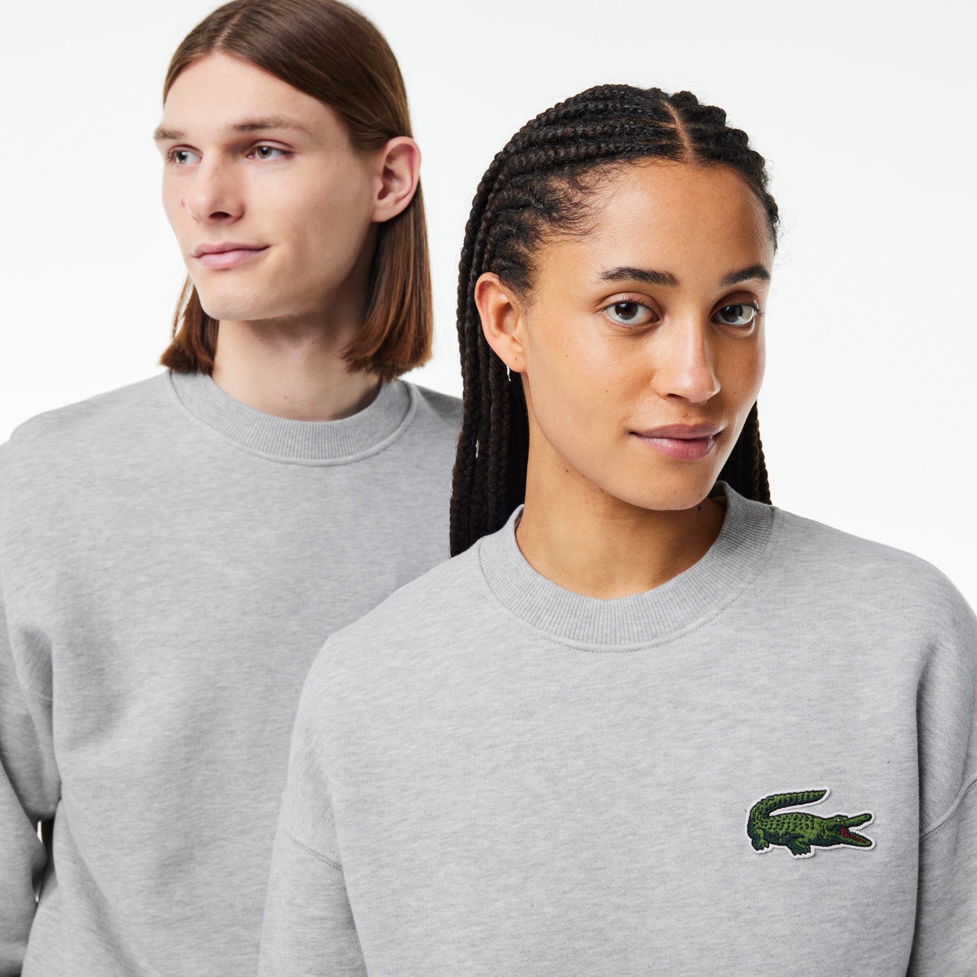 Lacoste Unisex Loose Fit Bisiklet Yaka Gri Sweatshirt