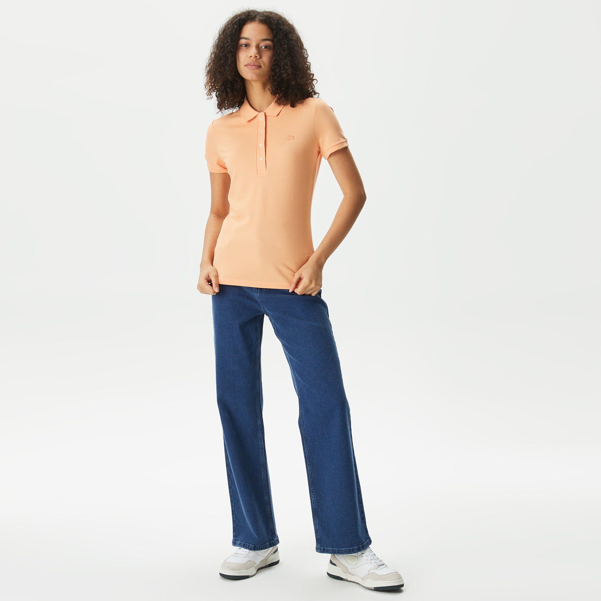 Lacoste Kadın Slim Fit Turuncu Polo