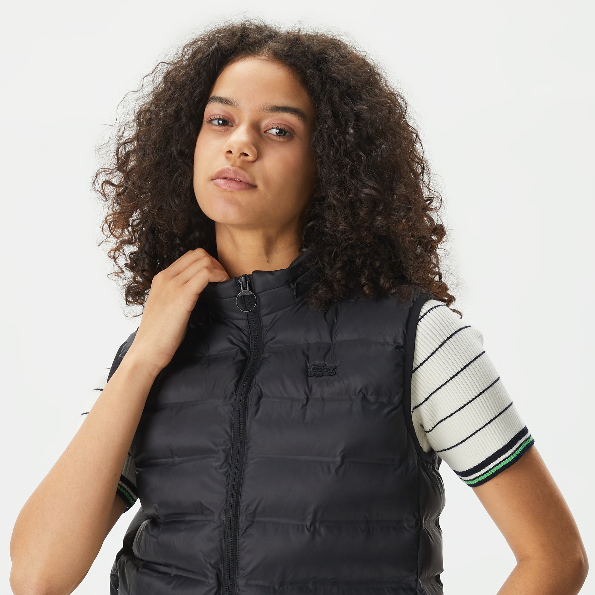 Lacoste Kadın Dik Yaka Kapitone Siyah Yelek