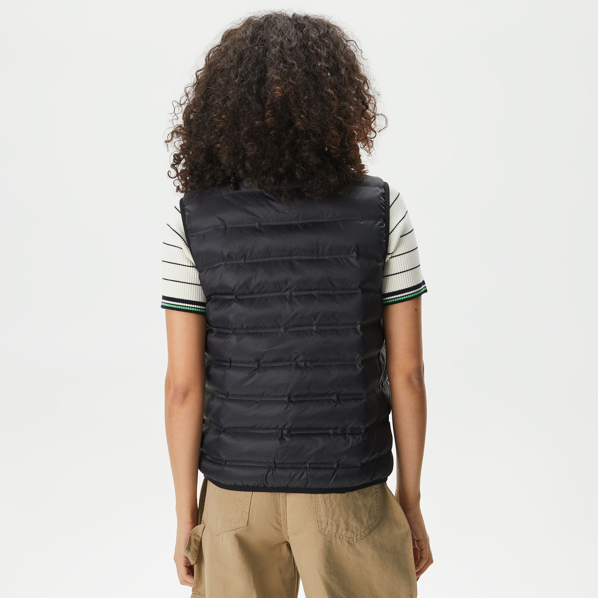 Lacoste Kadın Dik Yaka Kapitone Siyah Yelek