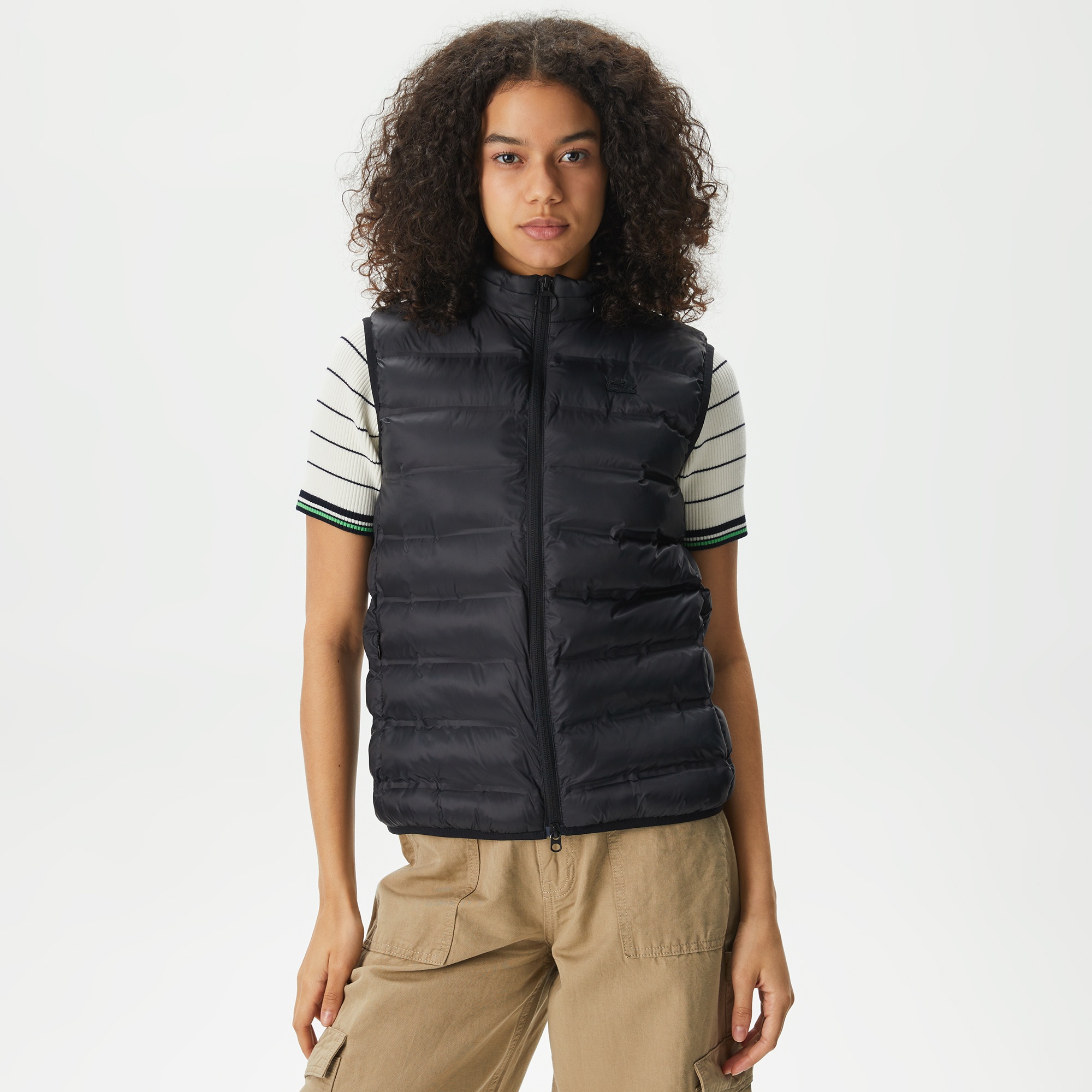 Lacoste Kadın Dik Yaka Kapitone Siyah Yelek