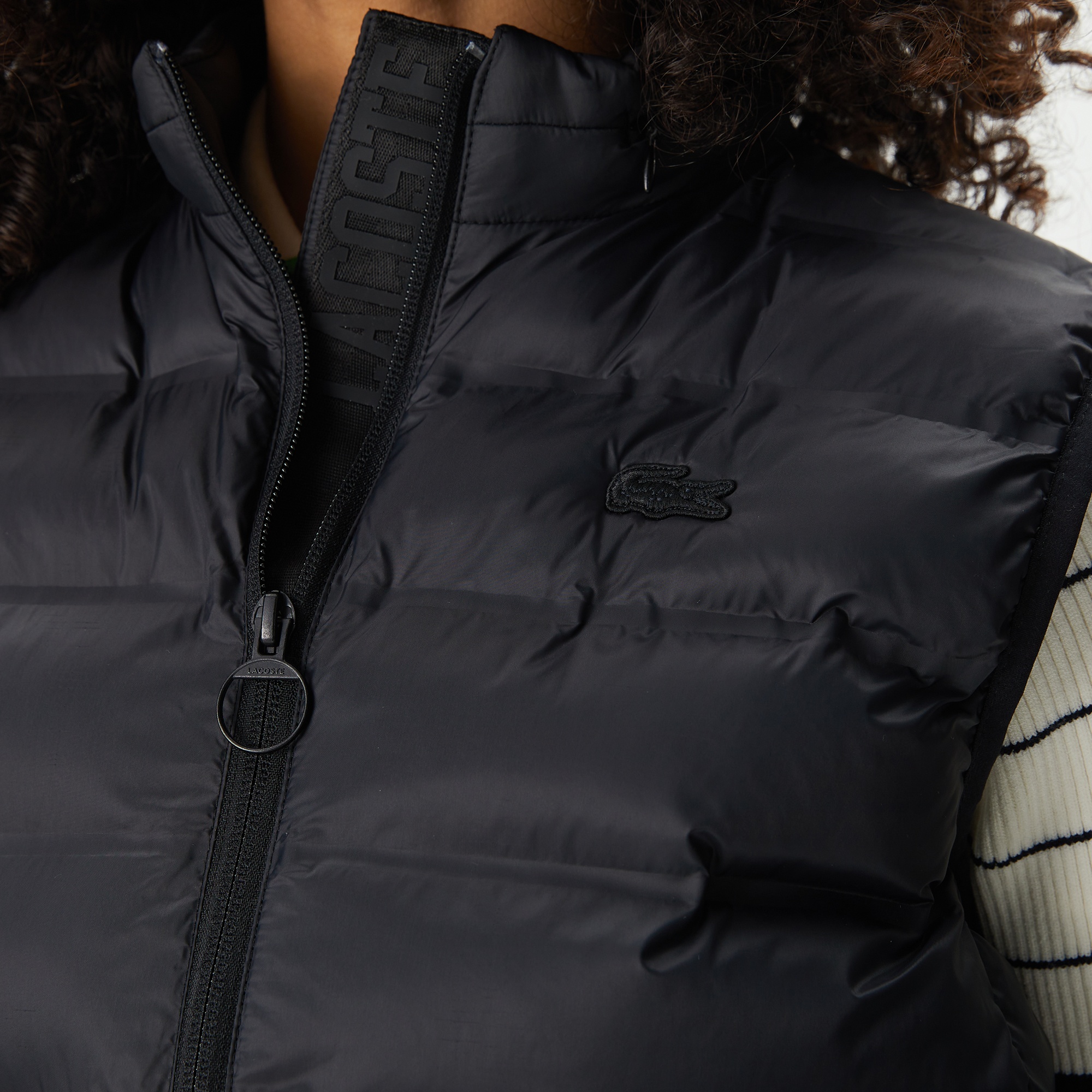 Lacoste Kadın Dik Yaka Kapitone Siyah Yelek