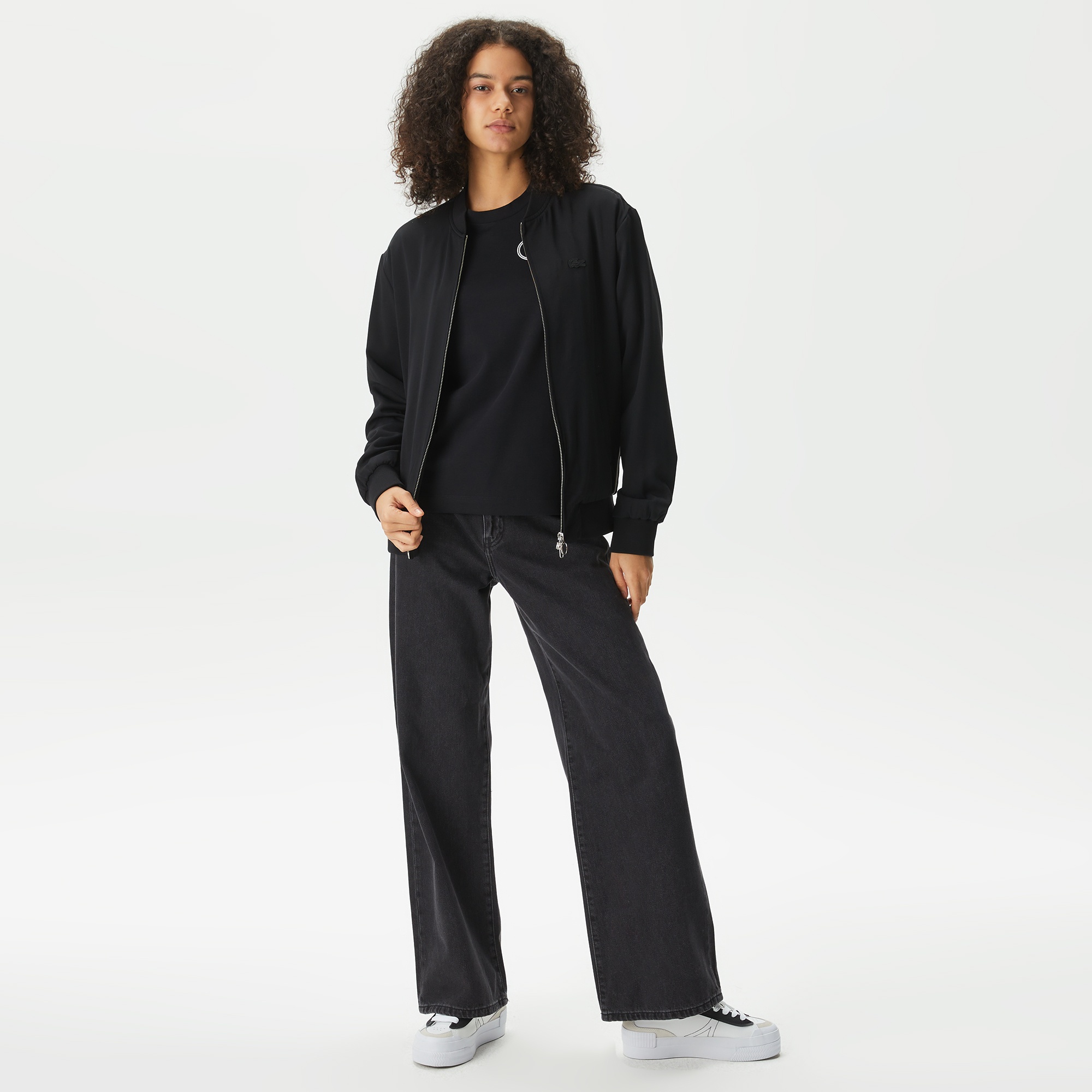 Lacoste Kadın Hakim Yaka Siyah Mont