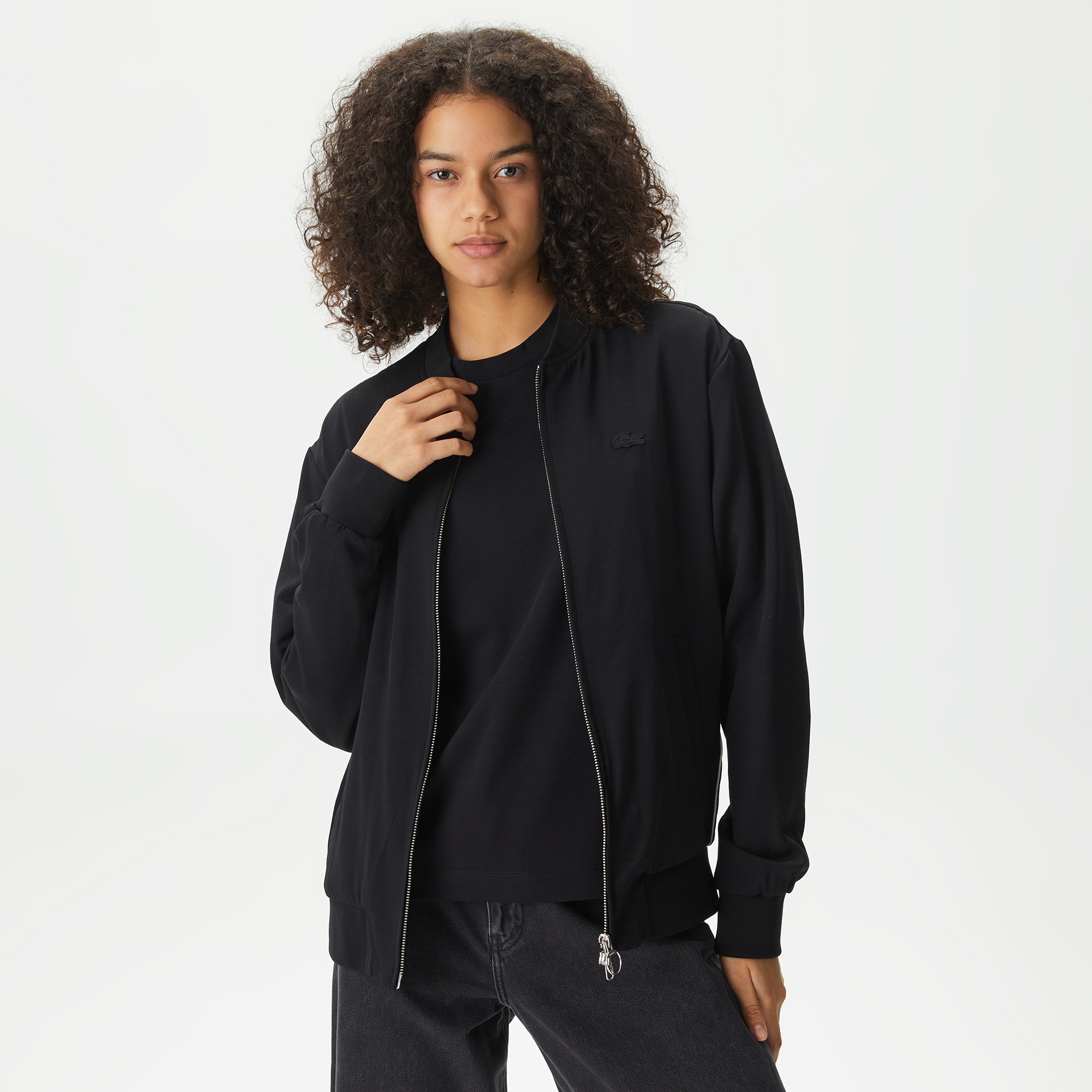 Lacoste Kadın Hakim Yaka Siyah Mont