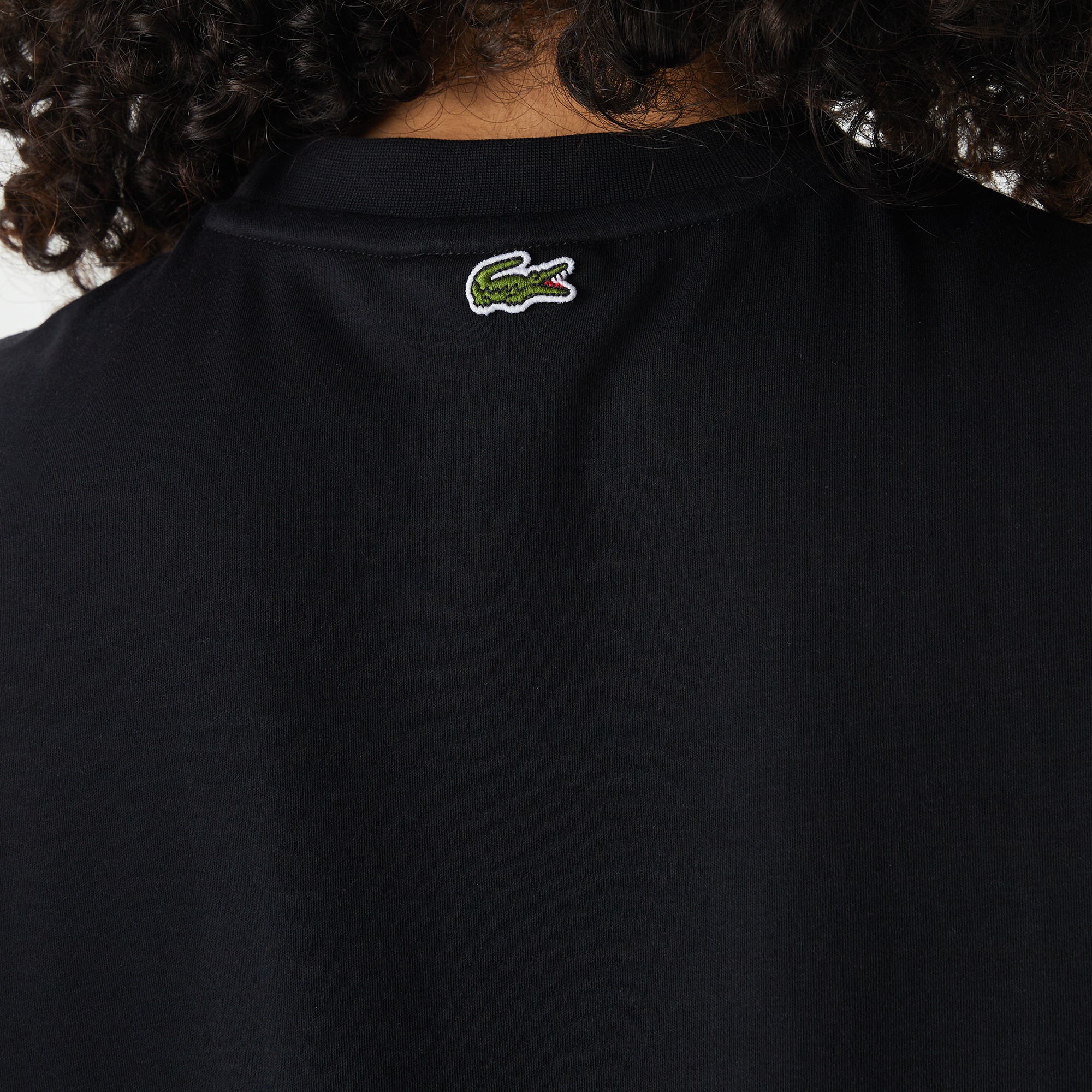 Lacoste Kadın Bisiklet Yaka Baskılı Siyah T-Shirt