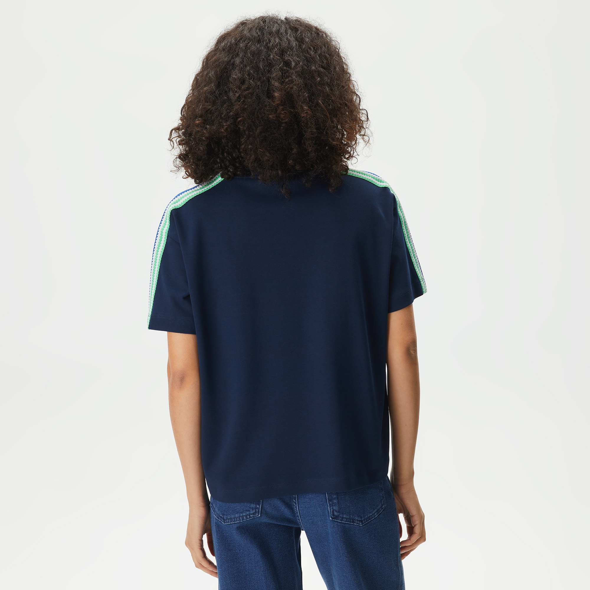 Lacoste Kadın Relaxed Fit Bisiklet Yaka Lacivert T-Shirt
