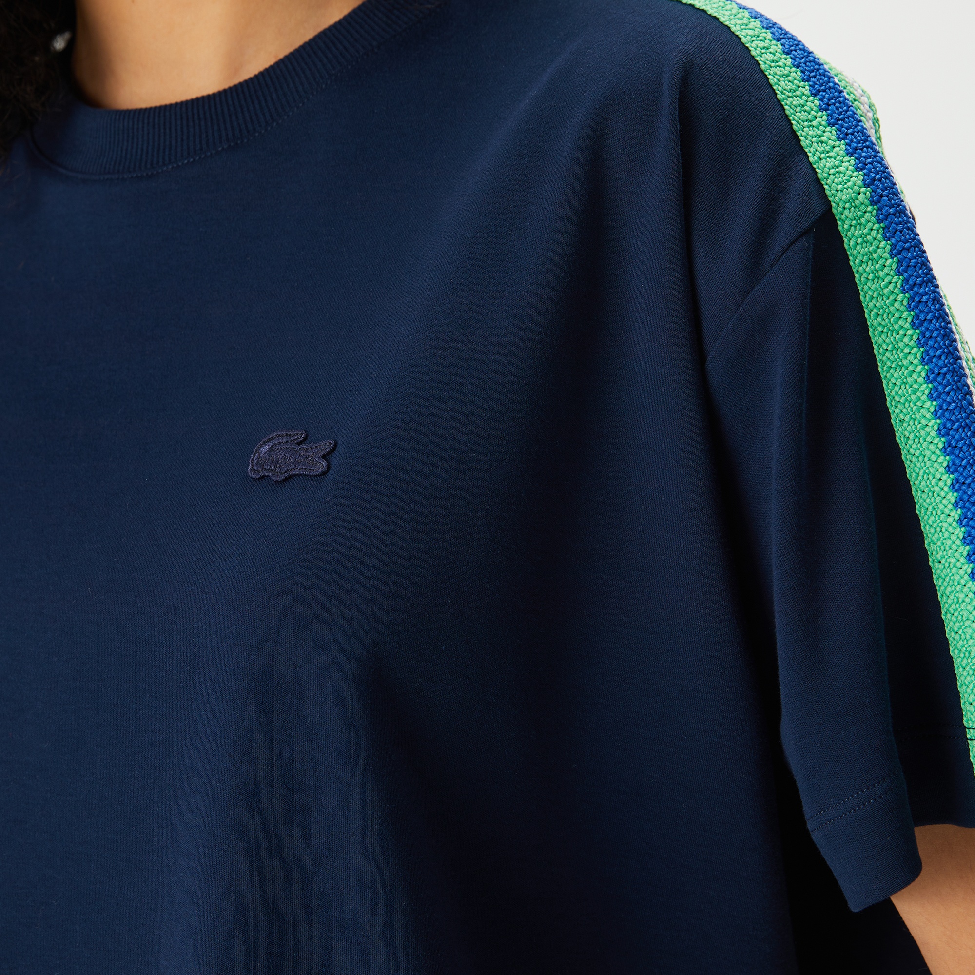 Lacoste Kadın Relaxed Fit Bisiklet Yaka Lacivert T-Shirt