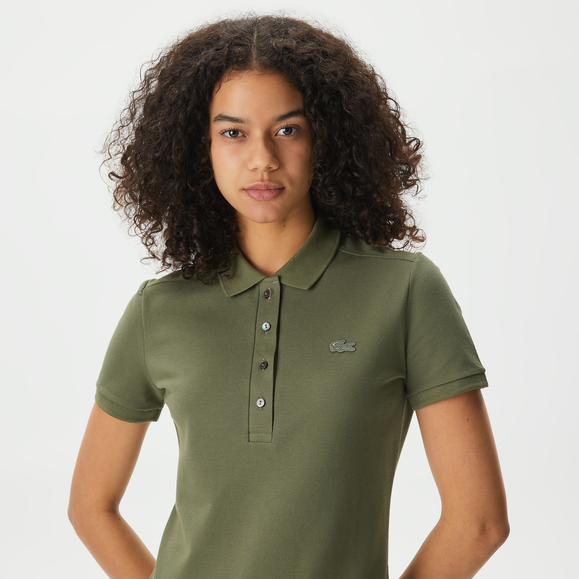Lacoste Kadın Slim Fit Haki Polo