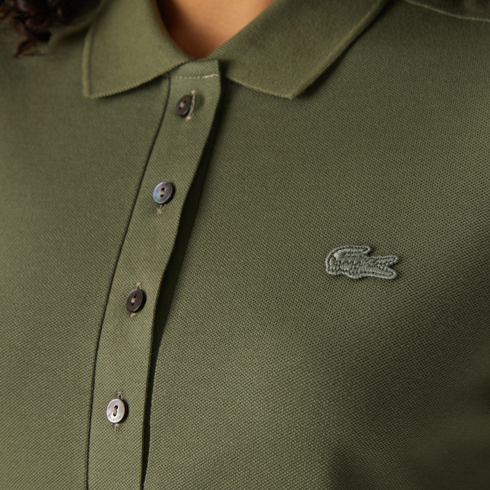 Lacoste Kadın Slim Fit Haki Polo