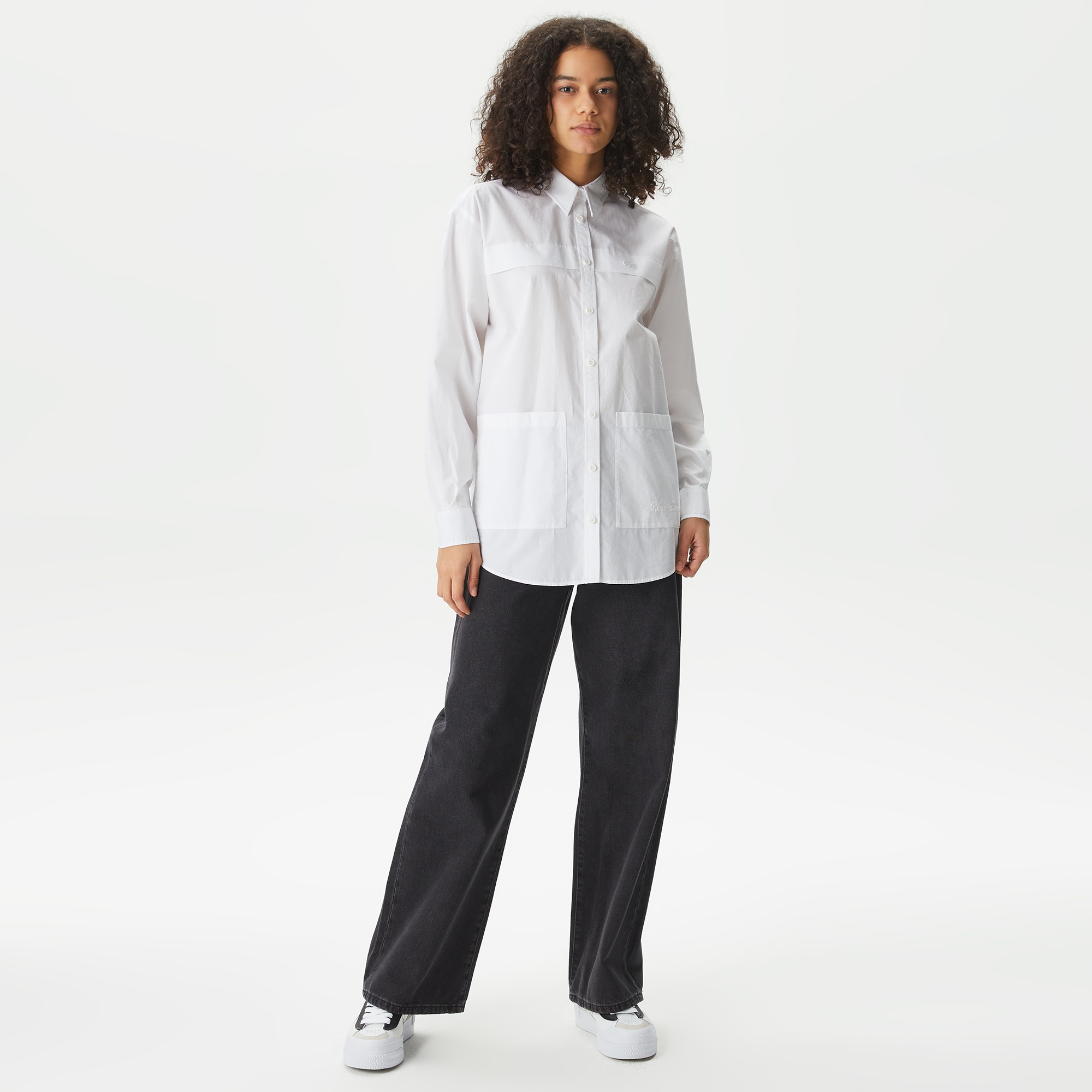 Lacoste Kadın Relaxed Fit Beyaz Gömlek