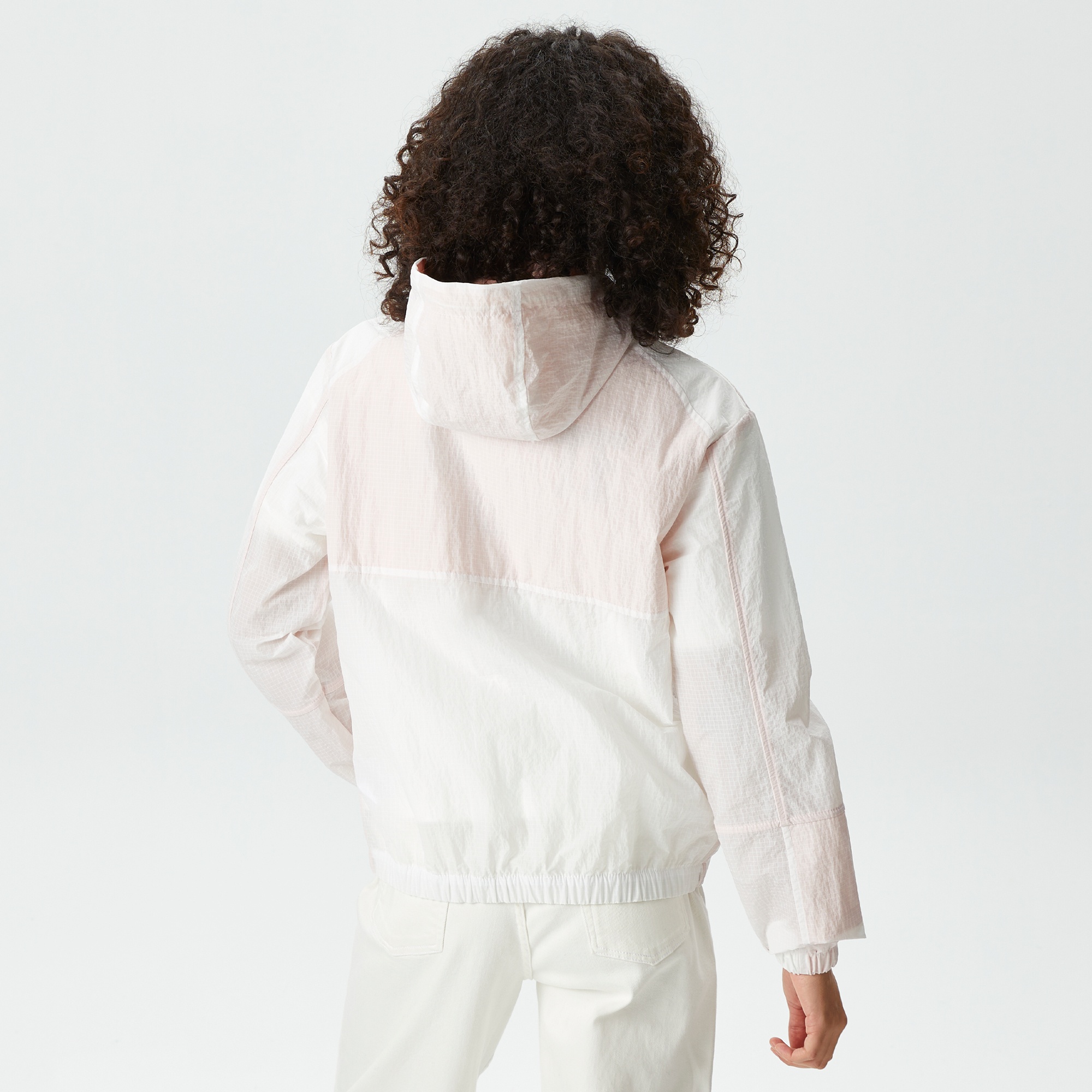 Lacoste Kadın Kapüşonlu Renk Bloklu Beyaz Mont