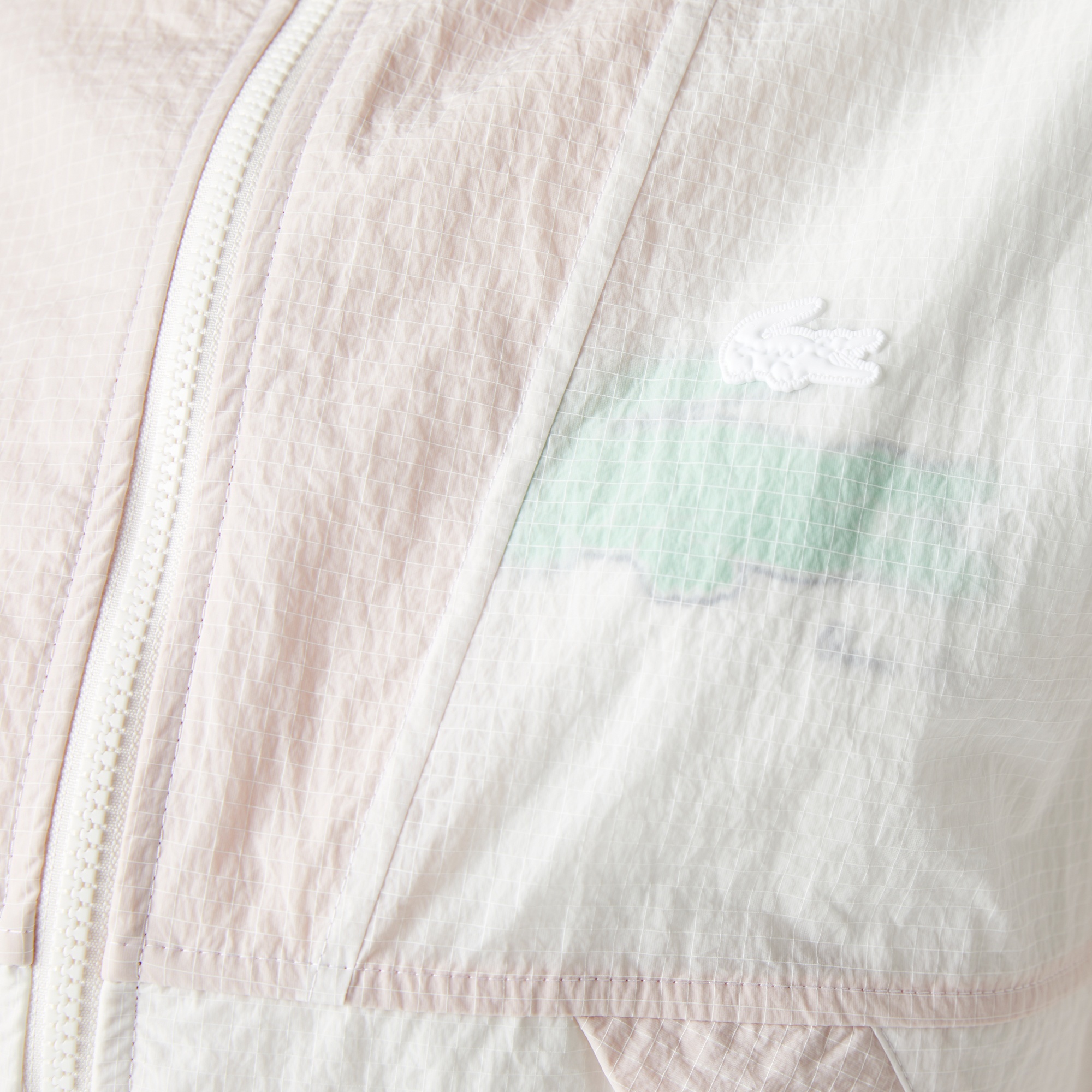 Lacoste Kadın Kapüşonlu Renk Bloklu Beyaz Mont