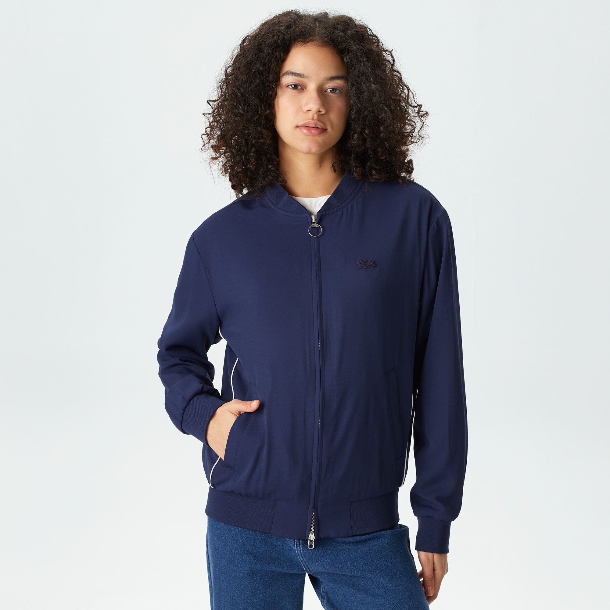Lacoste Kadın Hakim Yaka Lacivert Mont