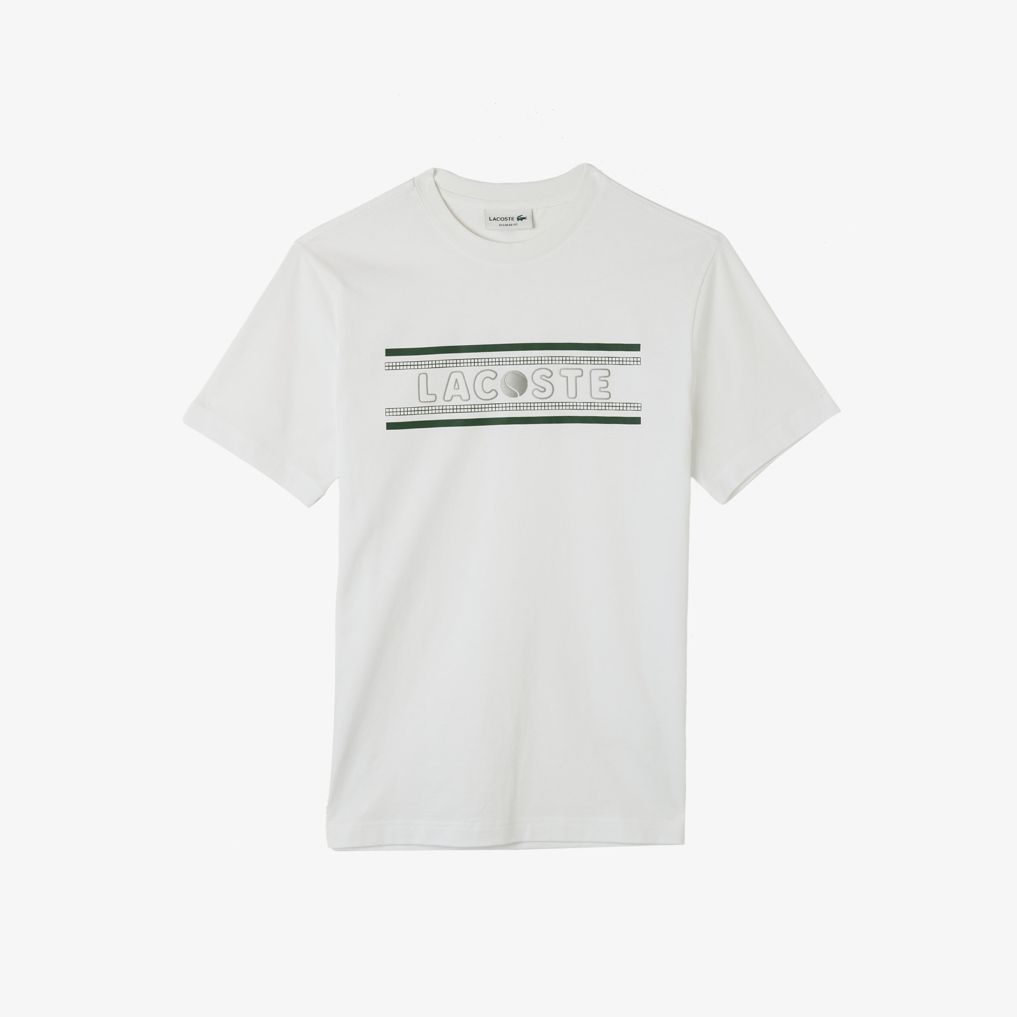 Lacoste Erkek Regular Fit Bisiklet Yaka Baskılı Beyaz T-Shirt