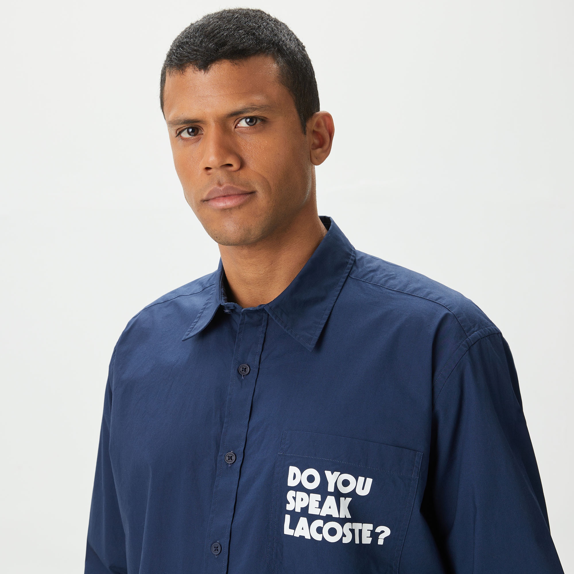 Lacoste Erkek Loose Fit Baskılı Lacivert Gömlek