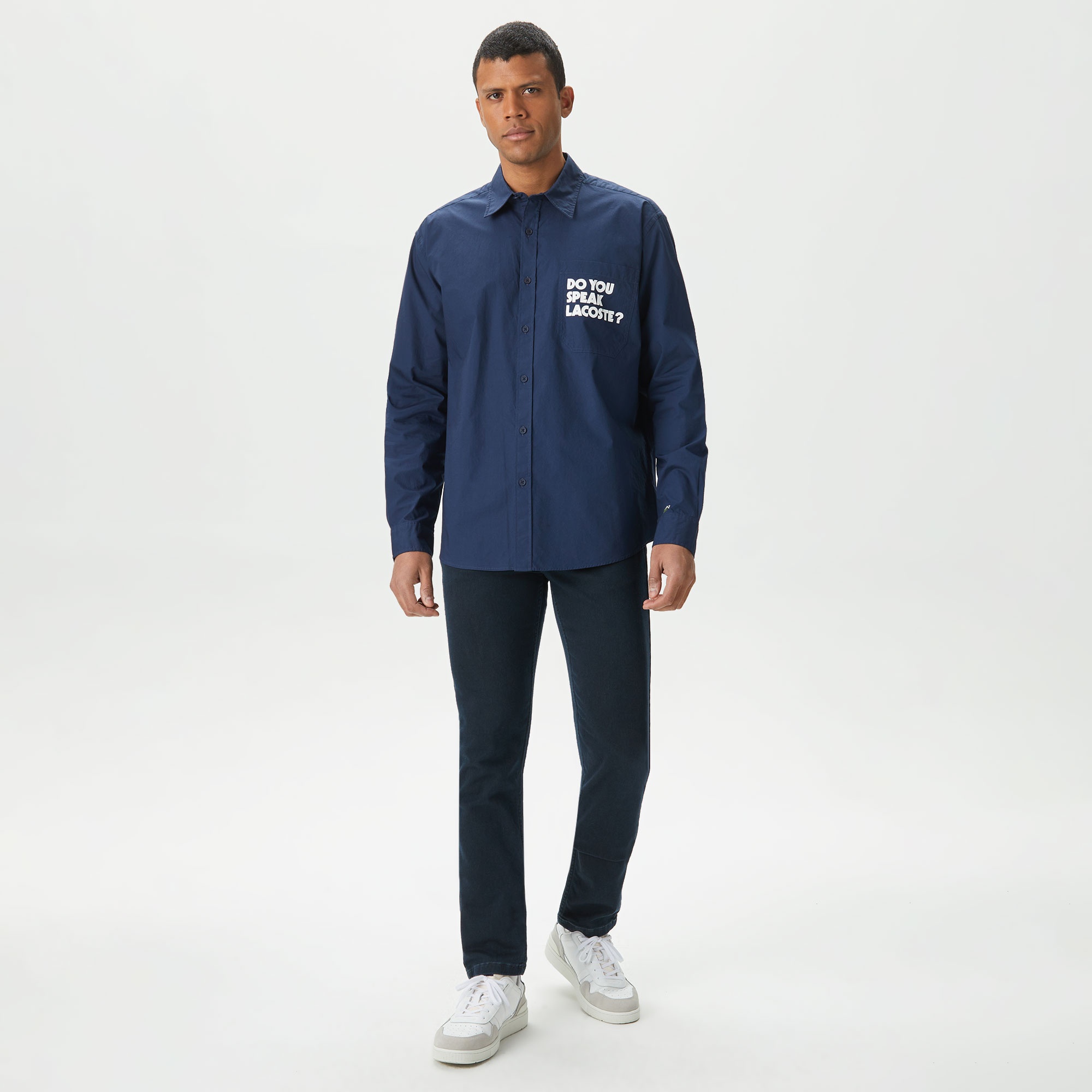 Lacoste Erkek Loose Fit Baskılı Lacivert Gömlek