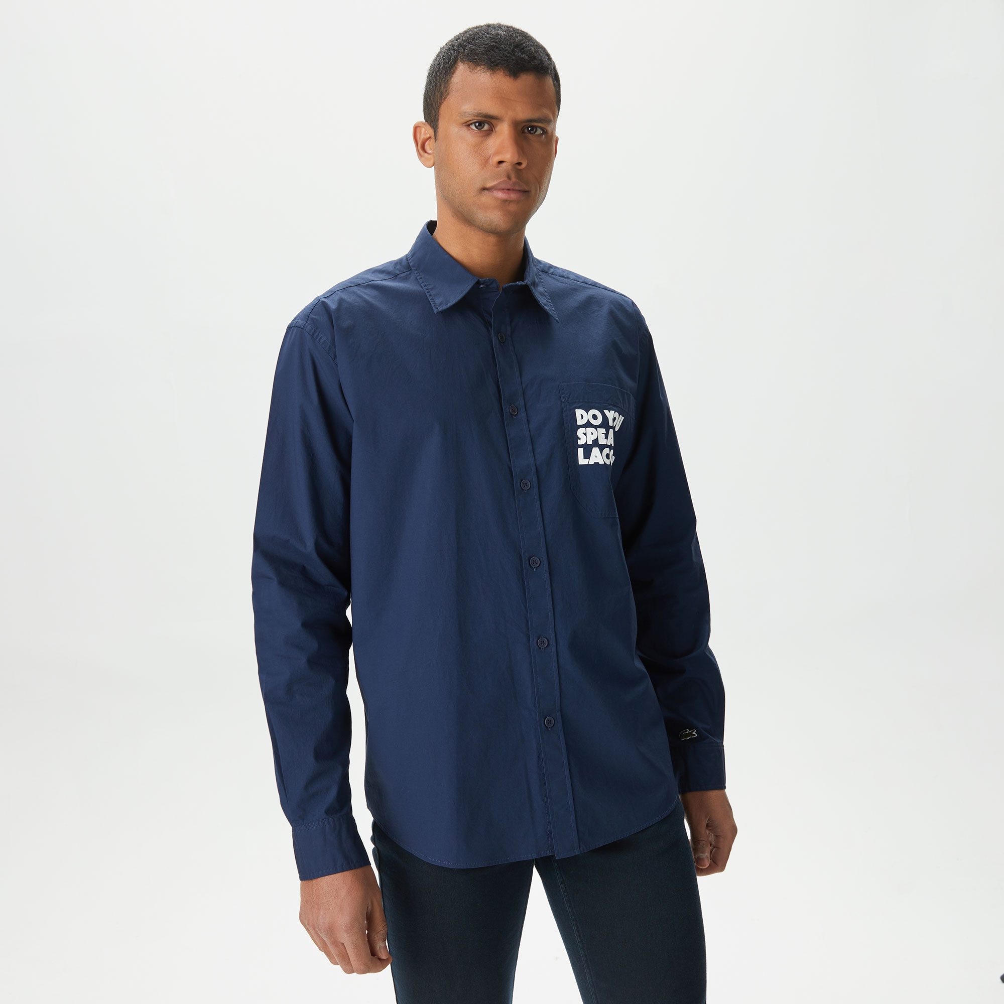 Lacoste Erkek Loose Fit Baskılı Lacivert Gömlek