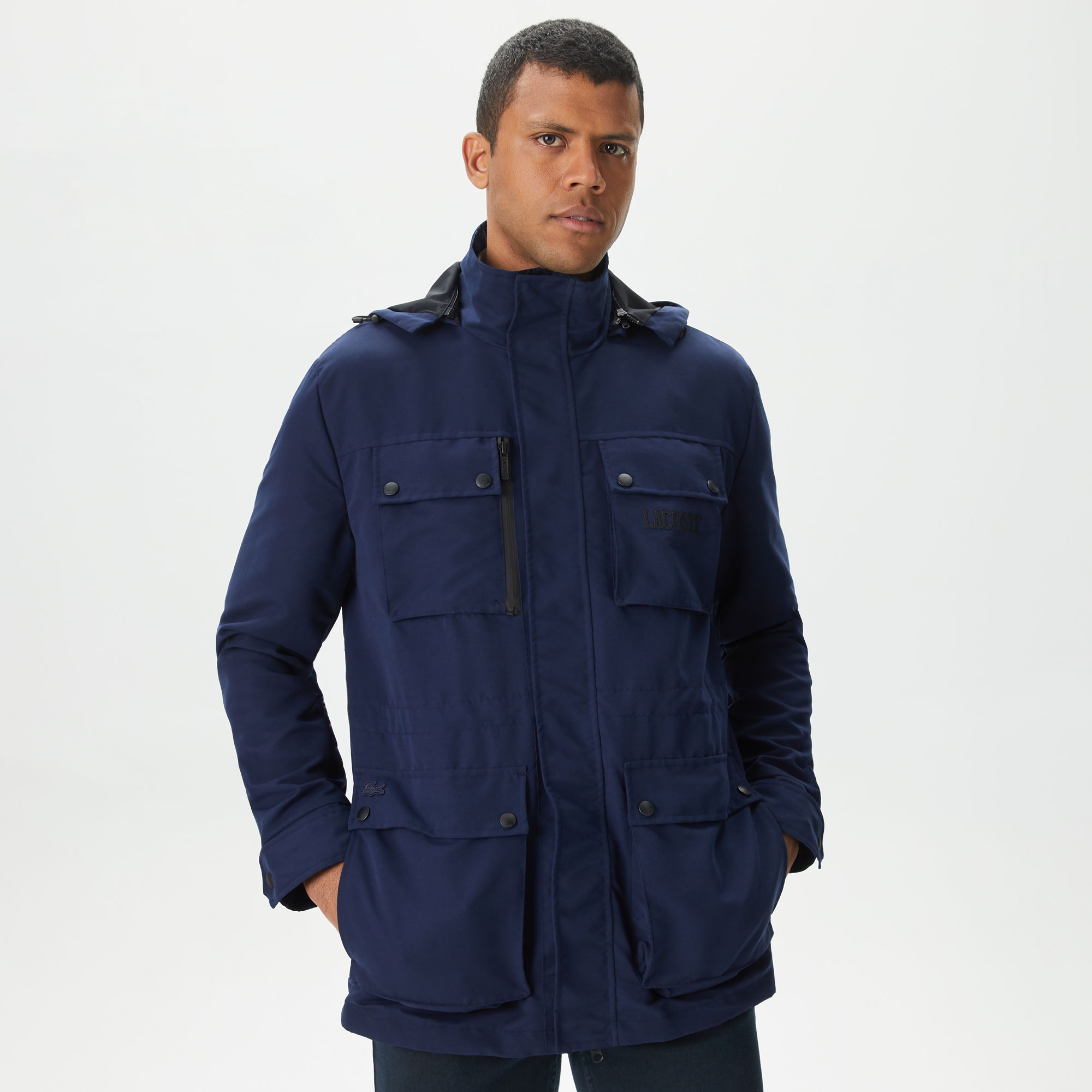 Lacoste Erkek Kapüşonlu Lacivert Mont