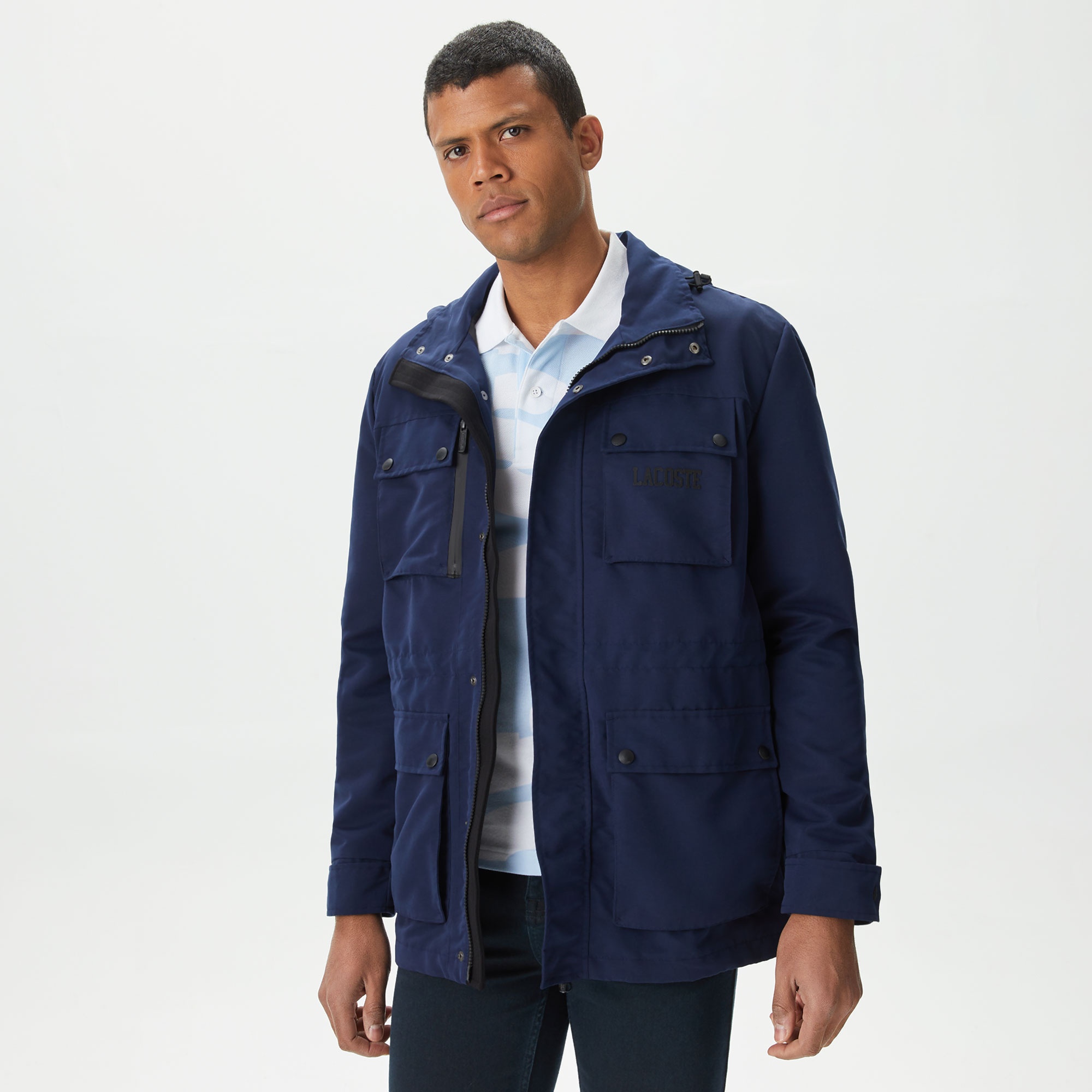 Lacoste Erkek Kapüşonlu Lacivert Mont