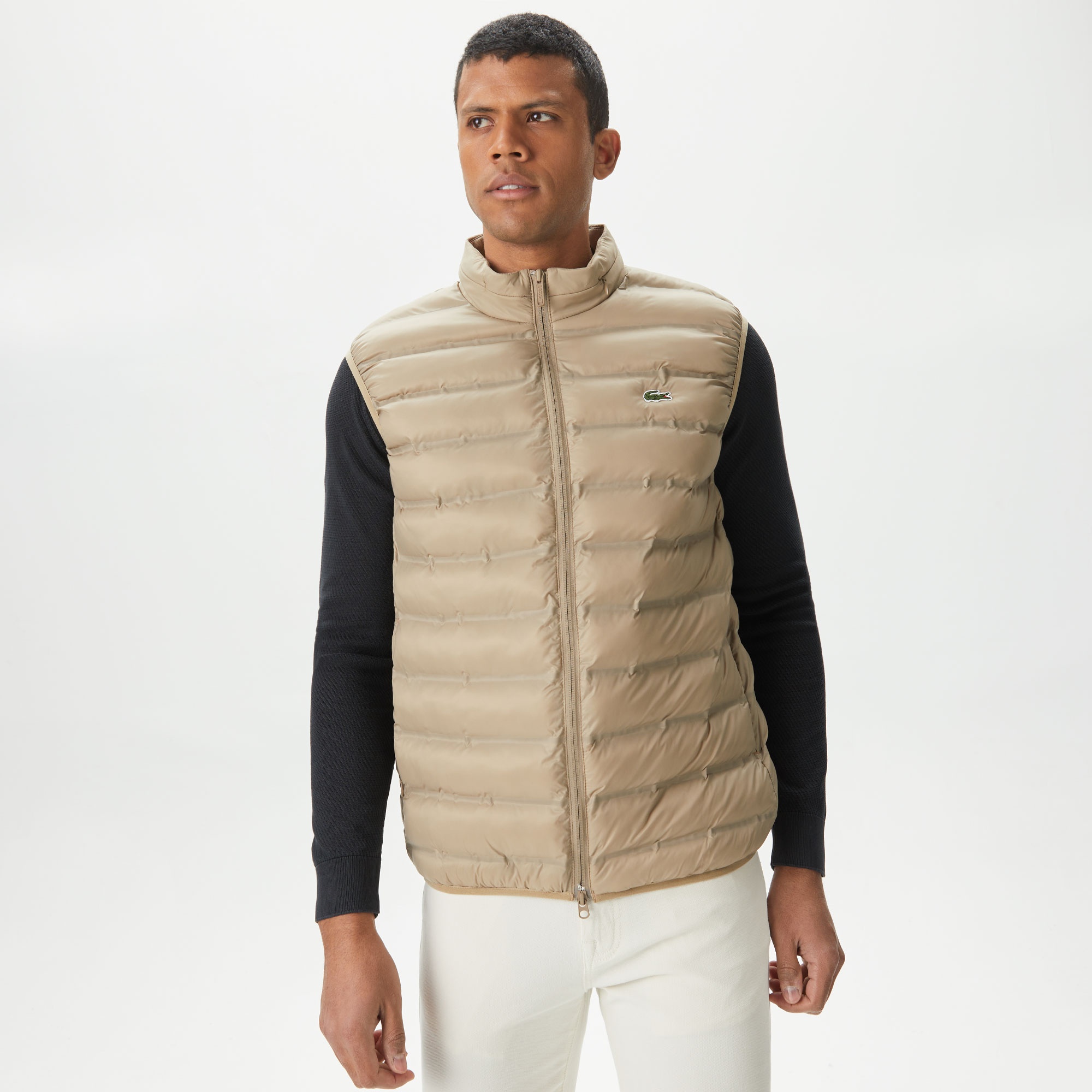 Lacoste Erkek Dik Yaka Kapitone Bej Yelek