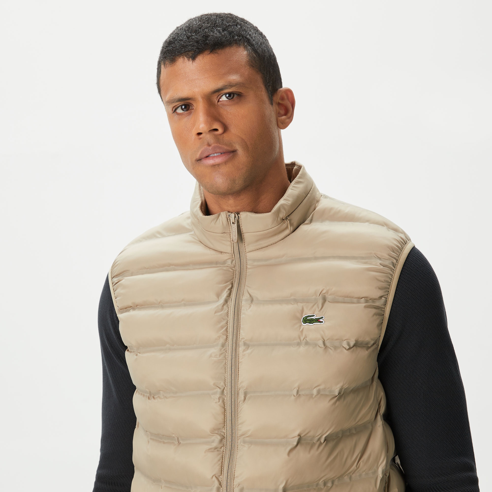 Lacoste Erkek Dik Yaka Kapitone Bej Yelek