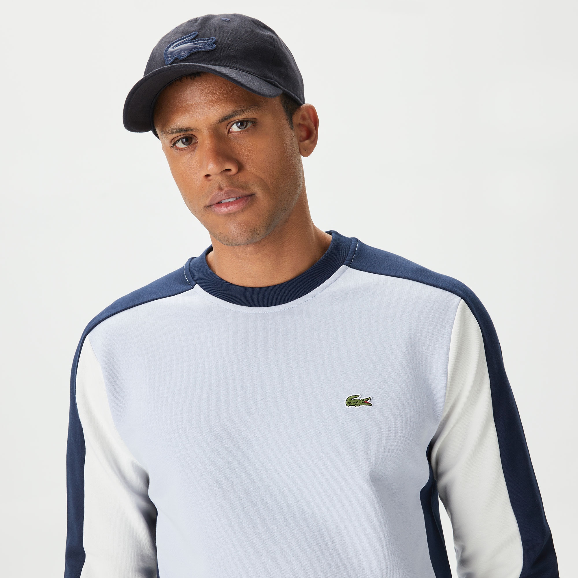 Lacoste Erkek Classic Fit Bisiklet Yaka Renk Bloklu Mavi Sweatshirt