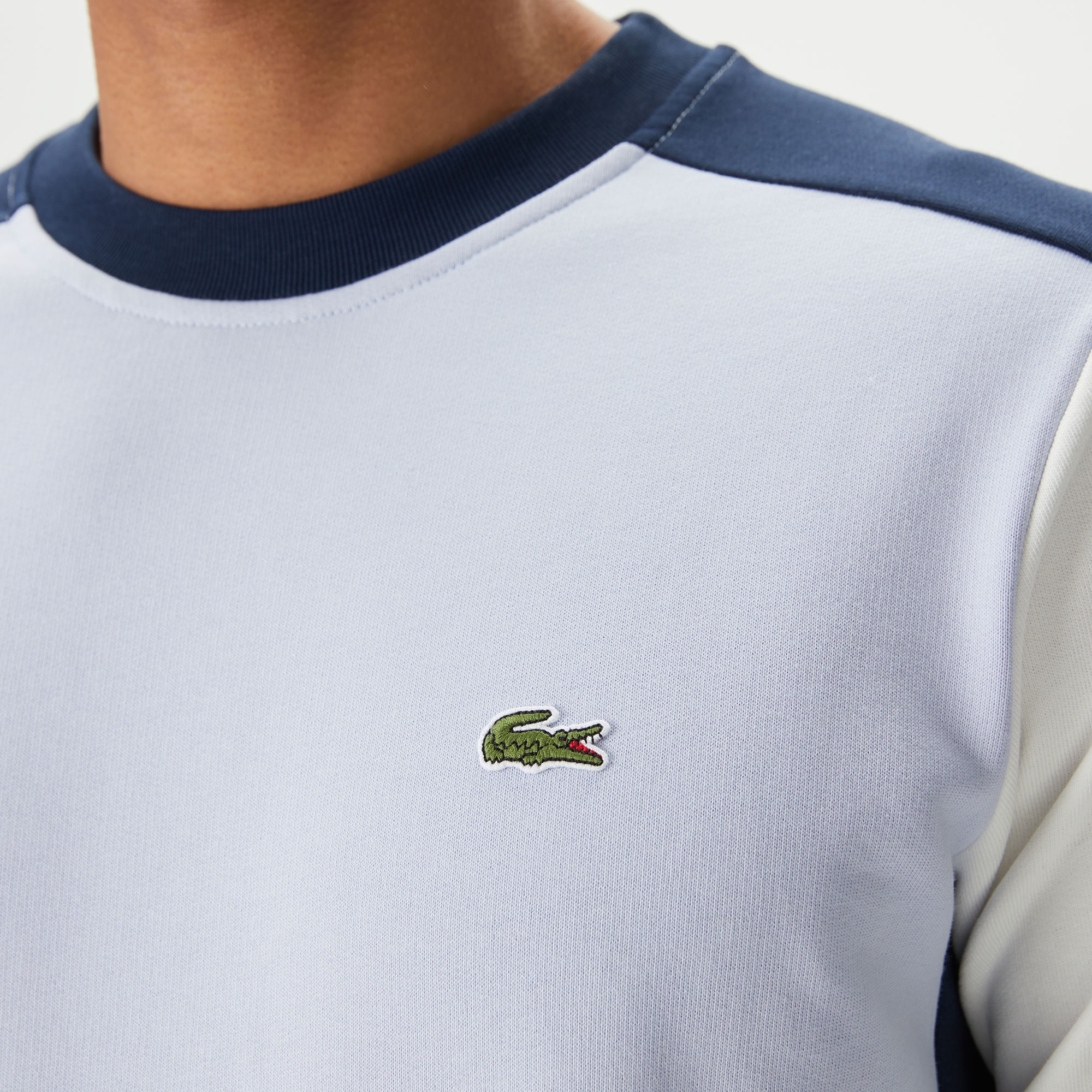 Lacoste Erkek Classic Fit Bisiklet Yaka Renk Bloklu Mavi Sweatshirt