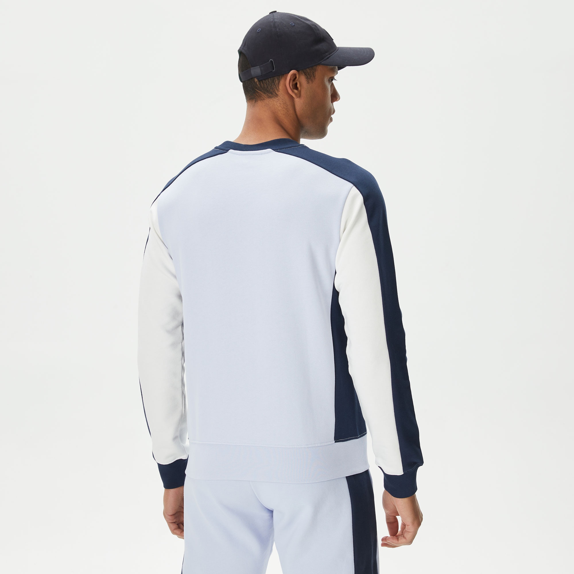 Lacoste Erkek Classic Fit Bisiklet Yaka Renk Bloklu Mavi Sweatshirt