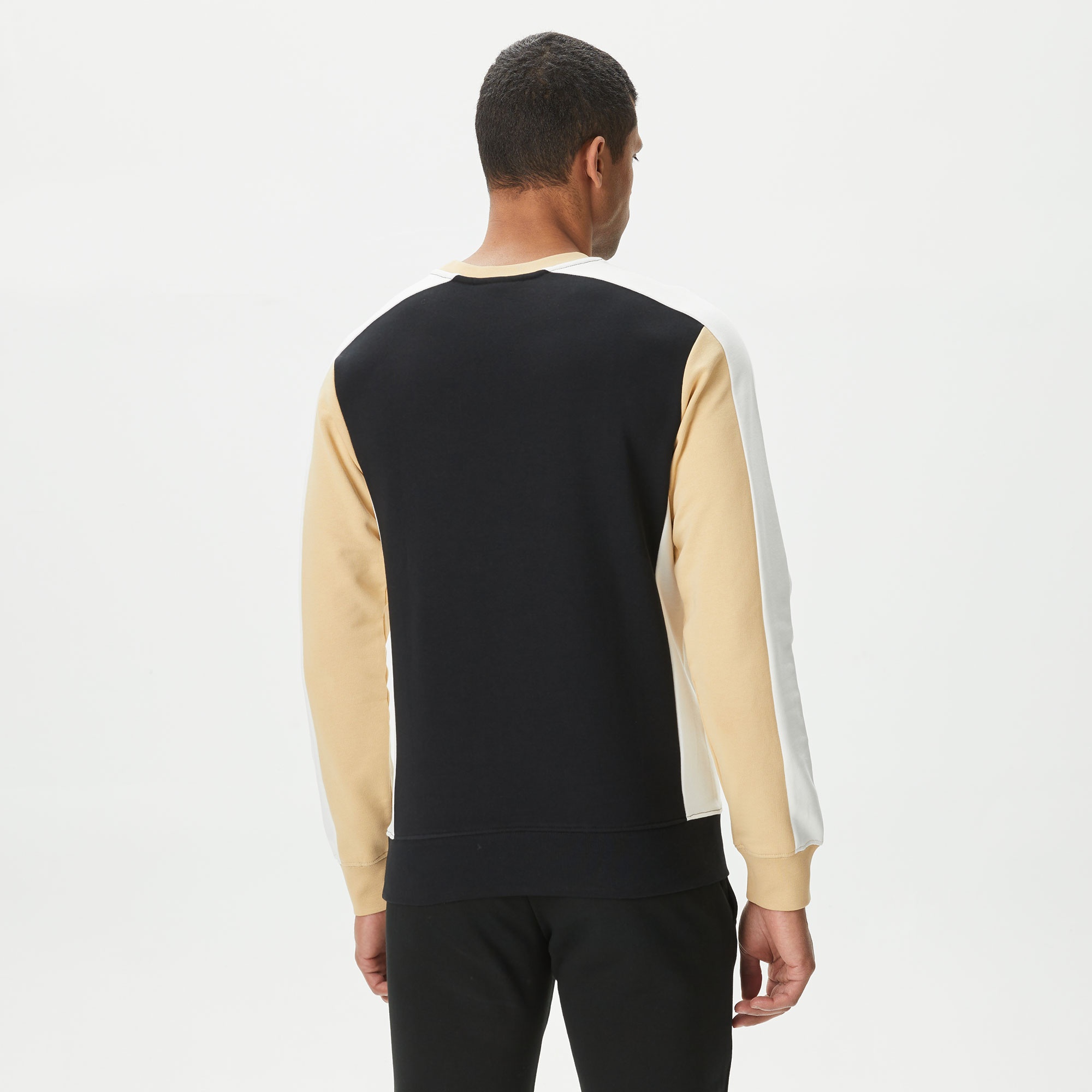 Lacoste Erkek Classic Fit Bisiklet Yaka Renk Bloklu Siyah Sweatshirt