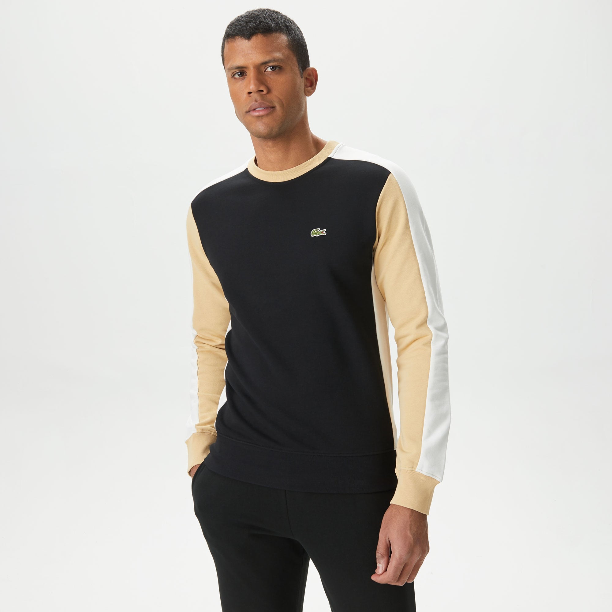 Lacoste Erkek Classic Fit Bisiklet Yaka Renk Bloklu Siyah Sweatshirt