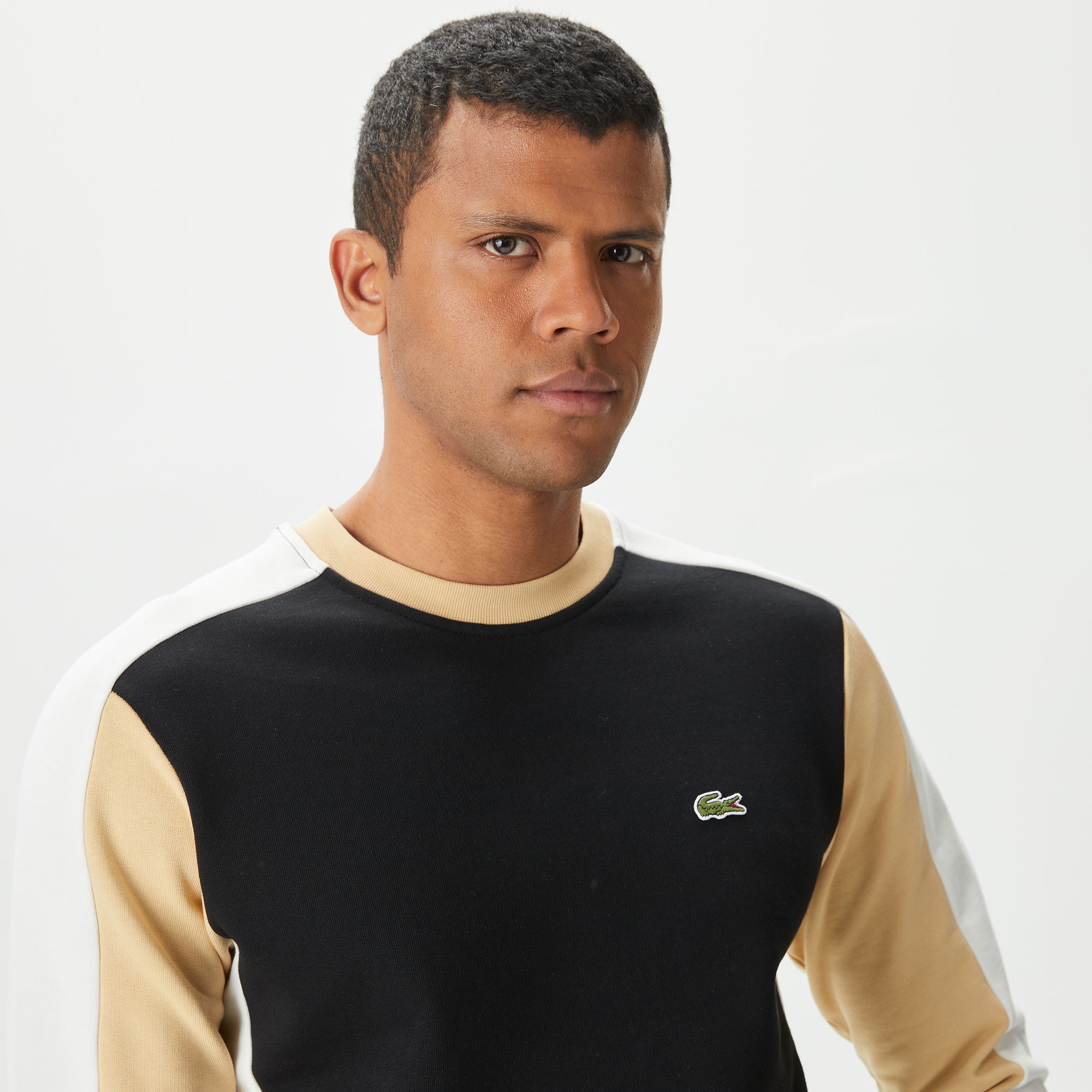 Lacoste Erkek Classic Fit Bisiklet Yaka Renk Bloklu Siyah Sweatshirt