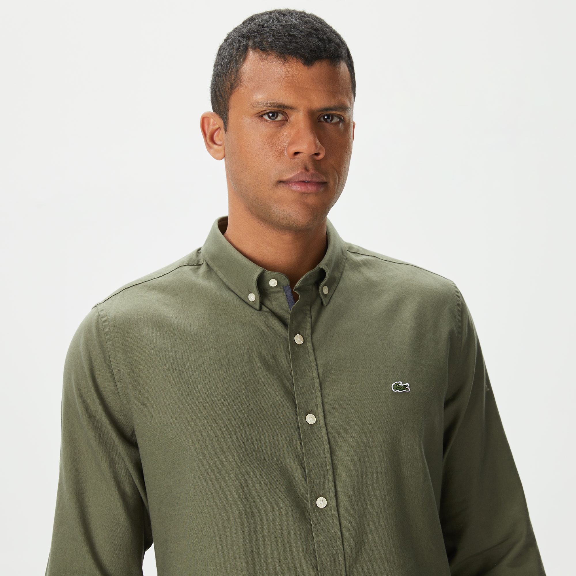 Lacoste Erkek Slim Fit Düğmeli Yaka Haki Gömlek