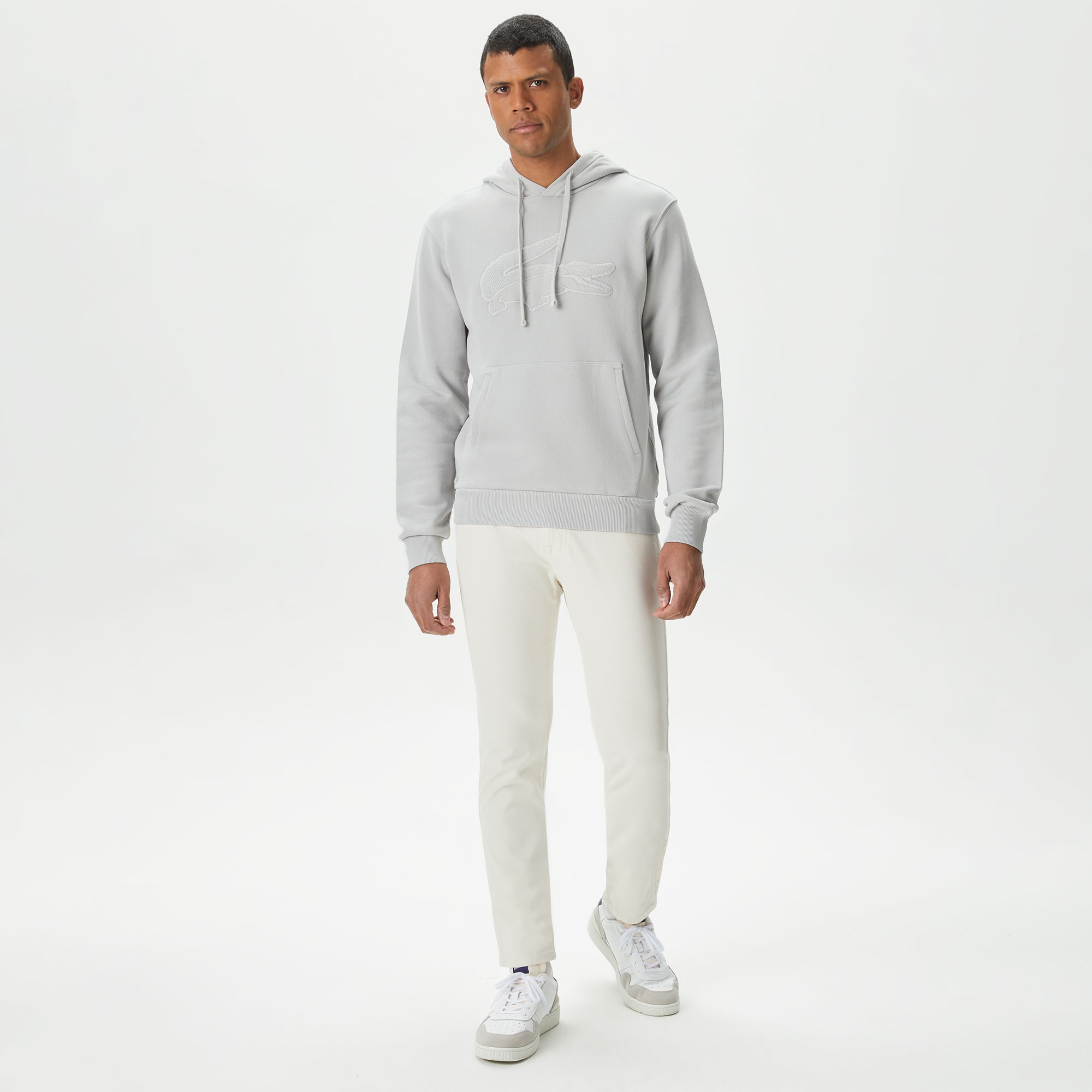 Lacoste Erkek Relaxed Fit Kapüşonlu Gri Sweatshirt