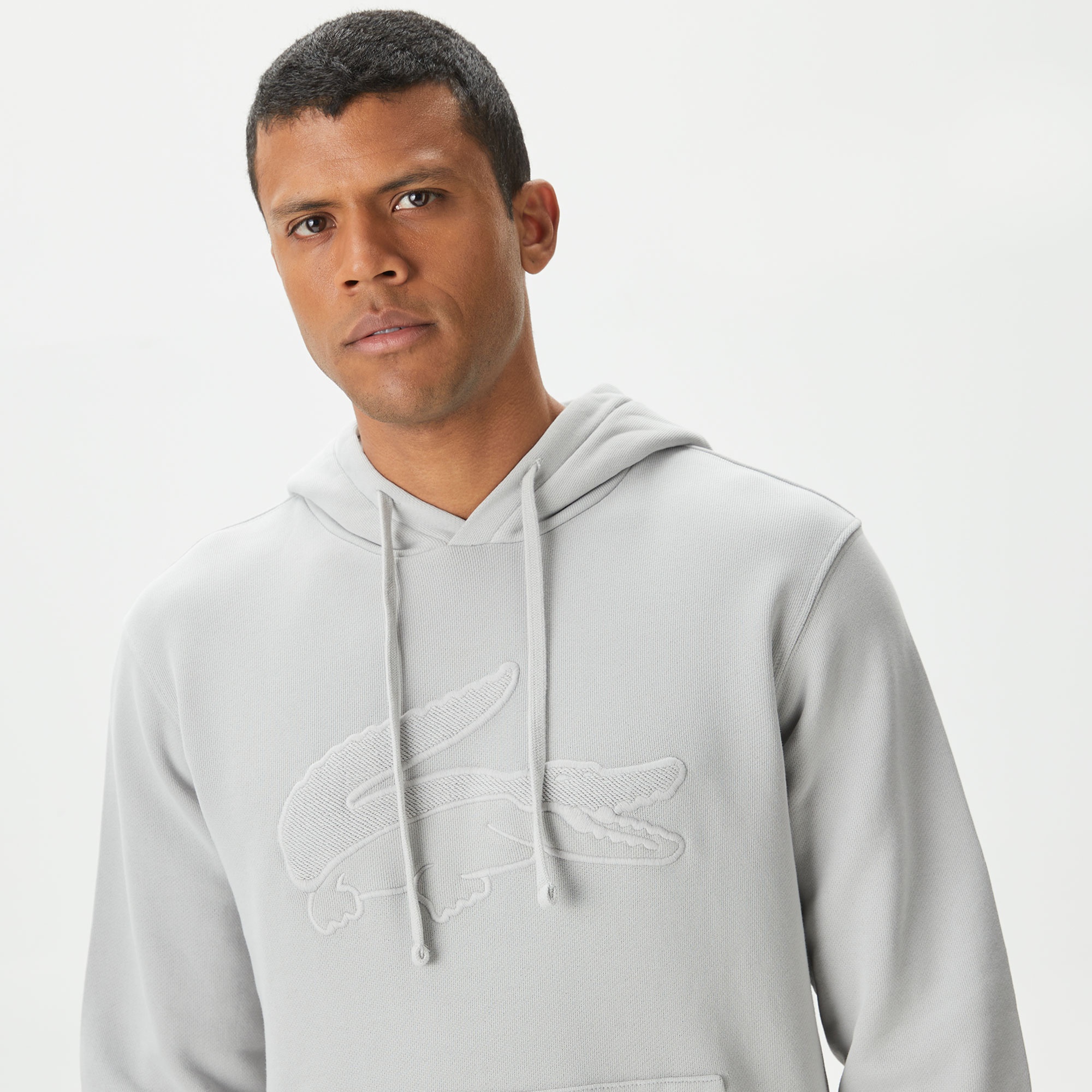 Lacoste Erkek Relaxed Fit Kapüşonlu Gri Sweatshirt