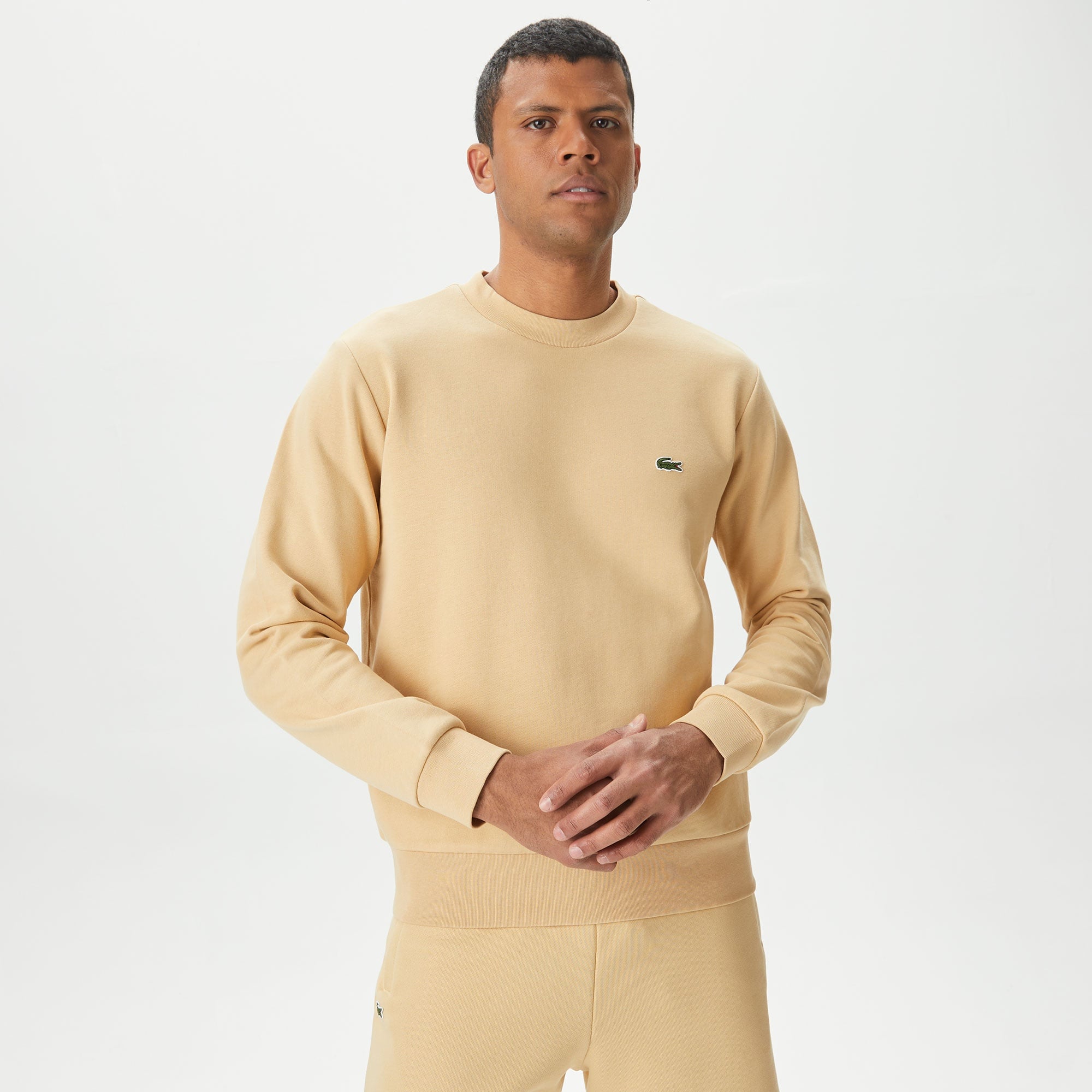 Lacoste Erkek Classic Fit Bisiklet Yaka Bej Sweatshirt