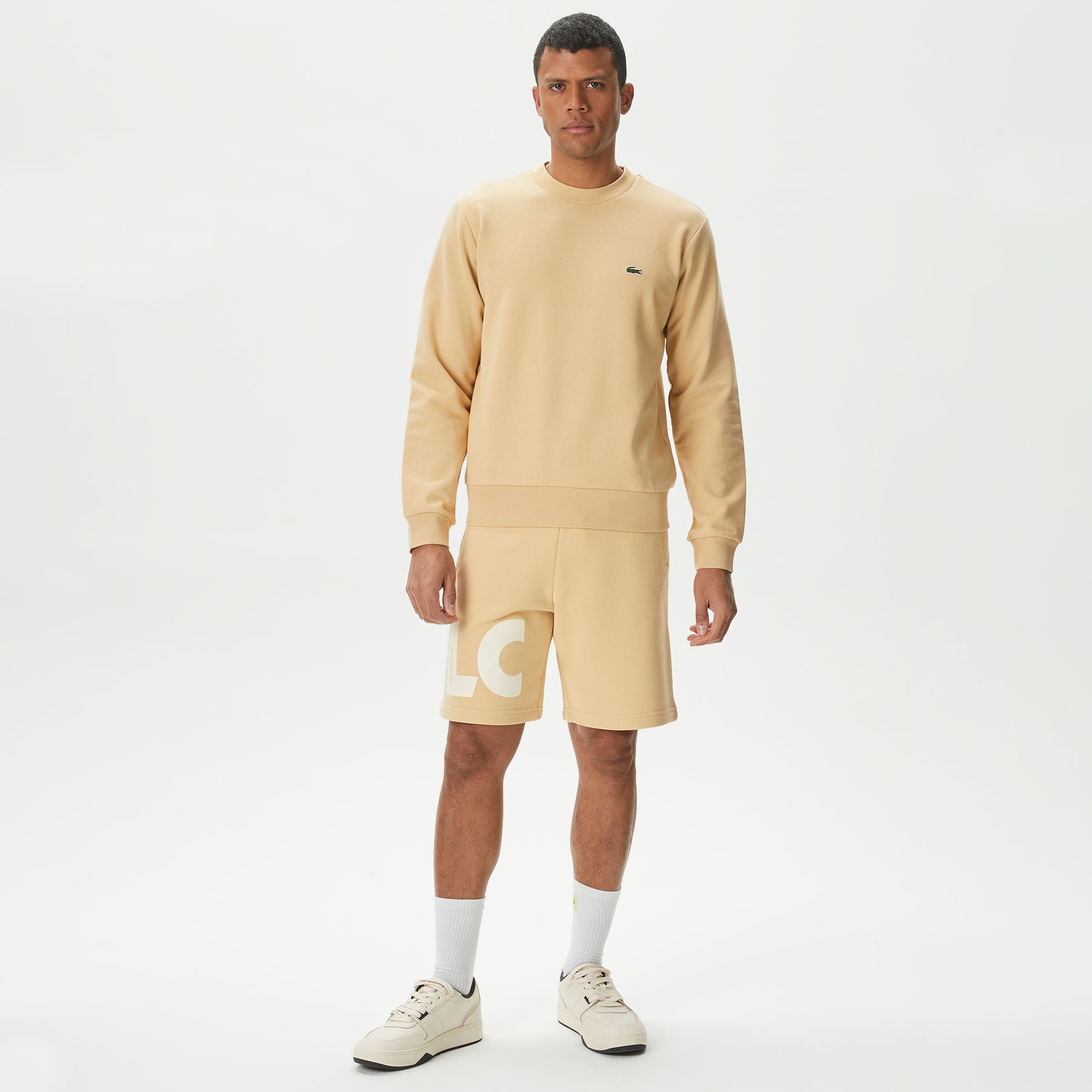Lacoste Erkek Classic Fit Bisiklet Yaka Bej Sweatshirt