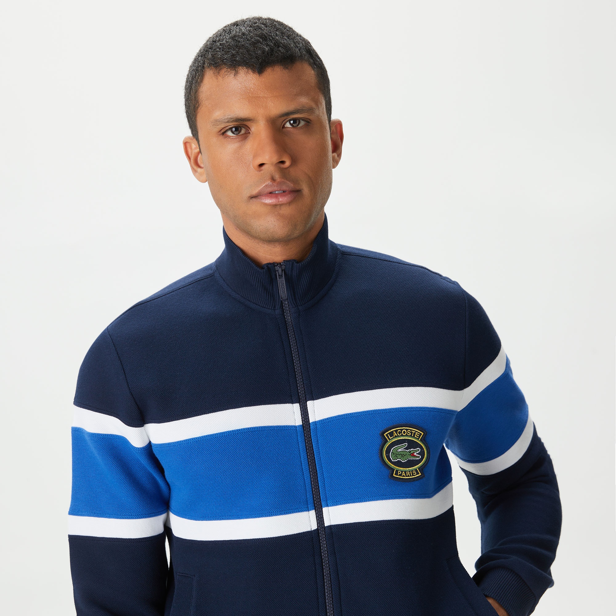 Lacoste Erkek Regular Fit Dik Yaka Renk Bloklu Lacivert Sweatshirt