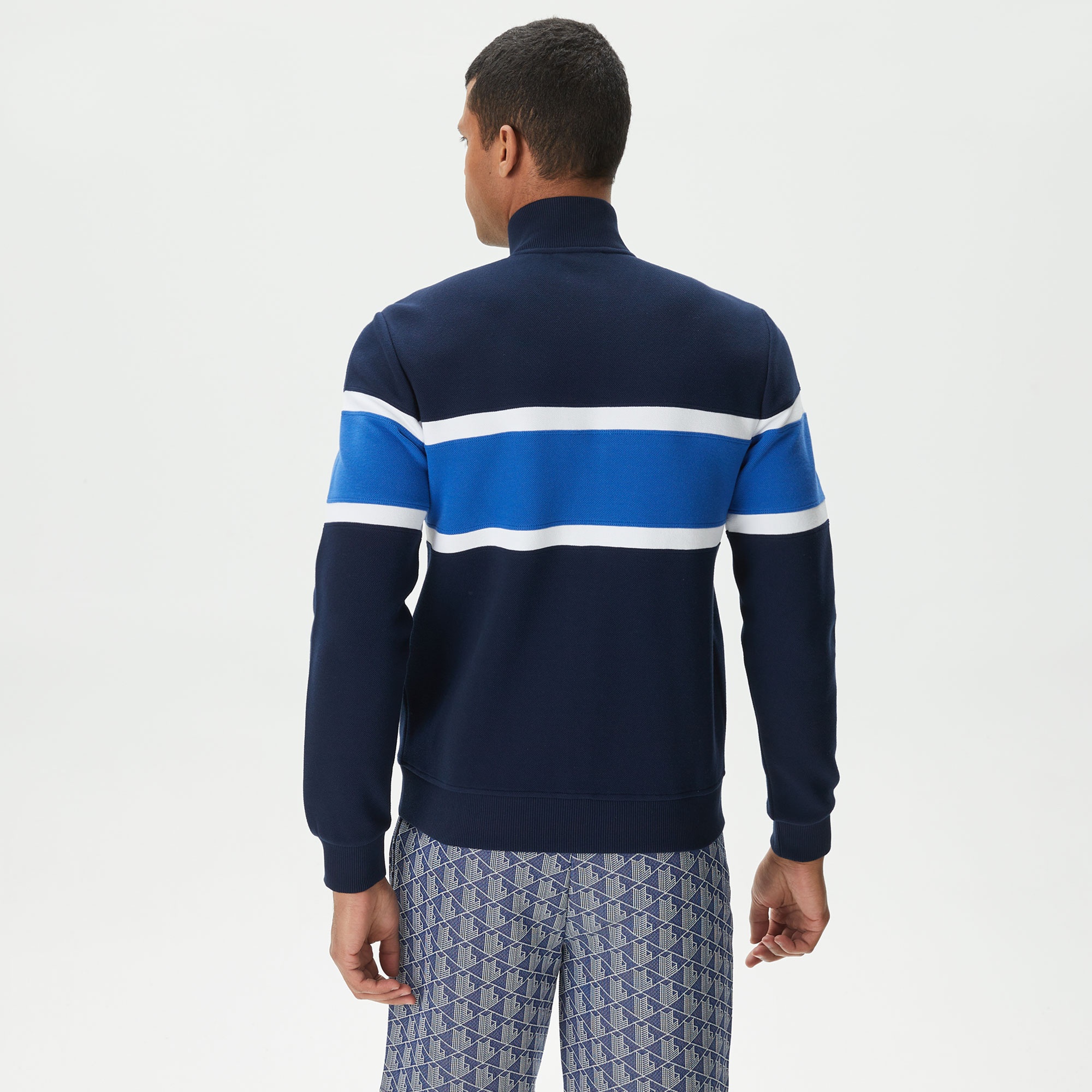 Lacoste Erkek Regular Fit Dik Yaka Renk Bloklu Lacivert Sweatshirt