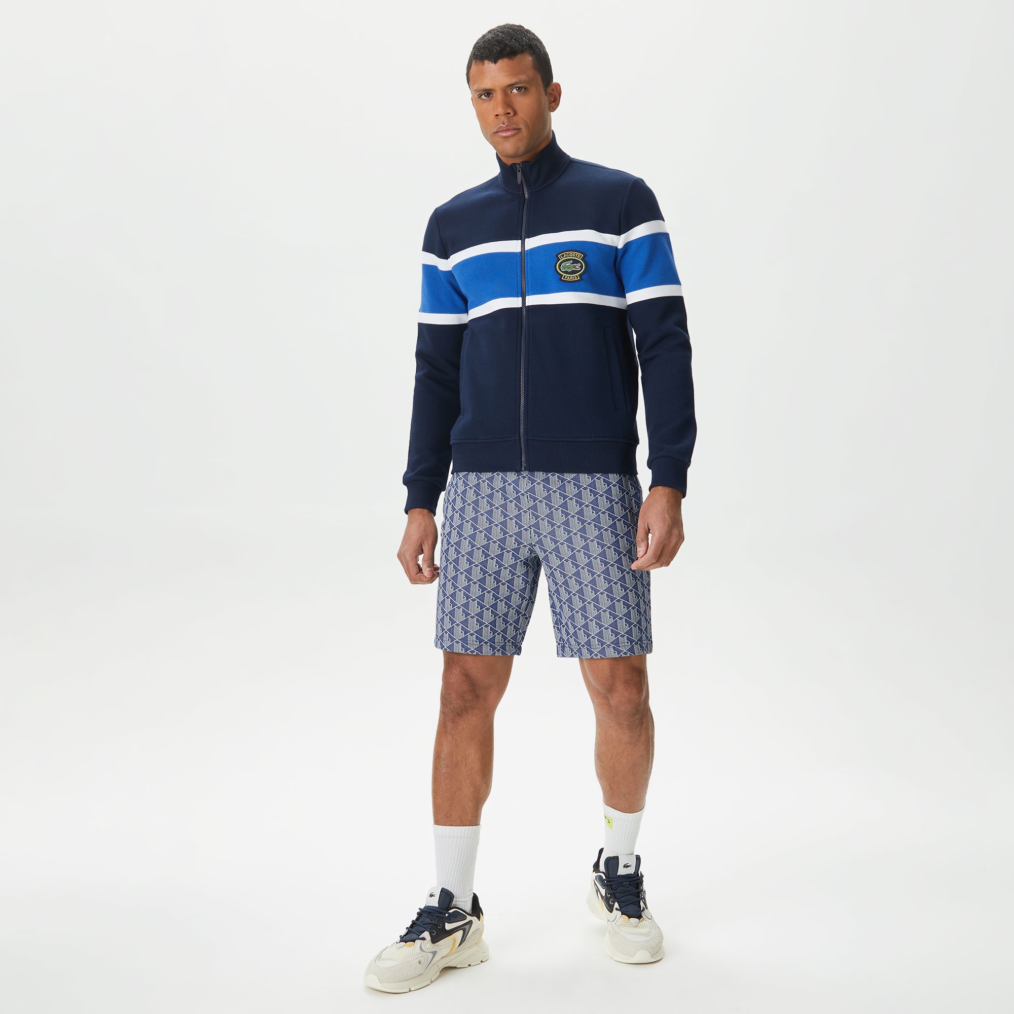 Lacoste Erkek Regular Fit Dik Yaka Renk Bloklu Lacivert Sweatshirt