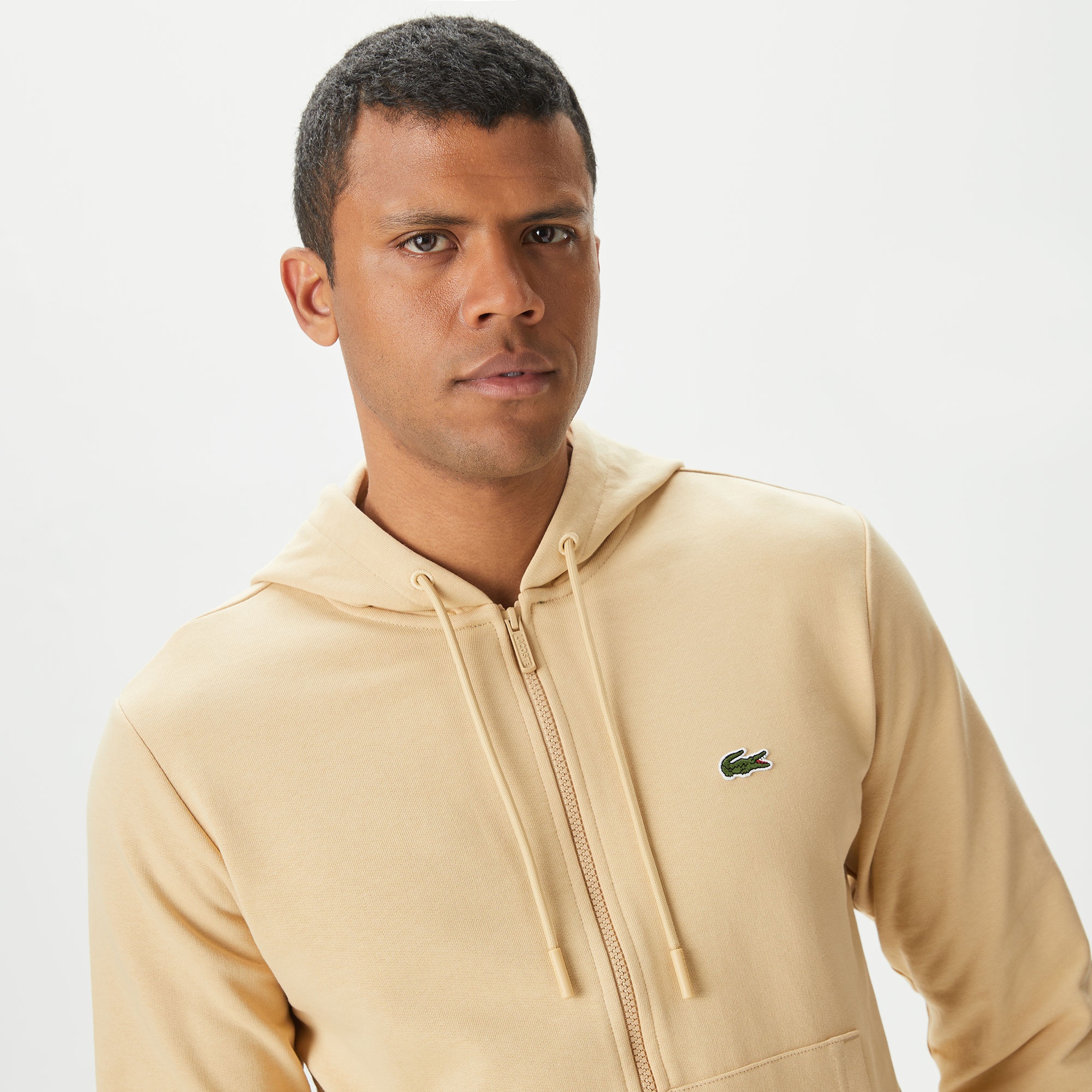 Lacoste Erkek Classic Fit Fermuarlı Bej Sweatshirt