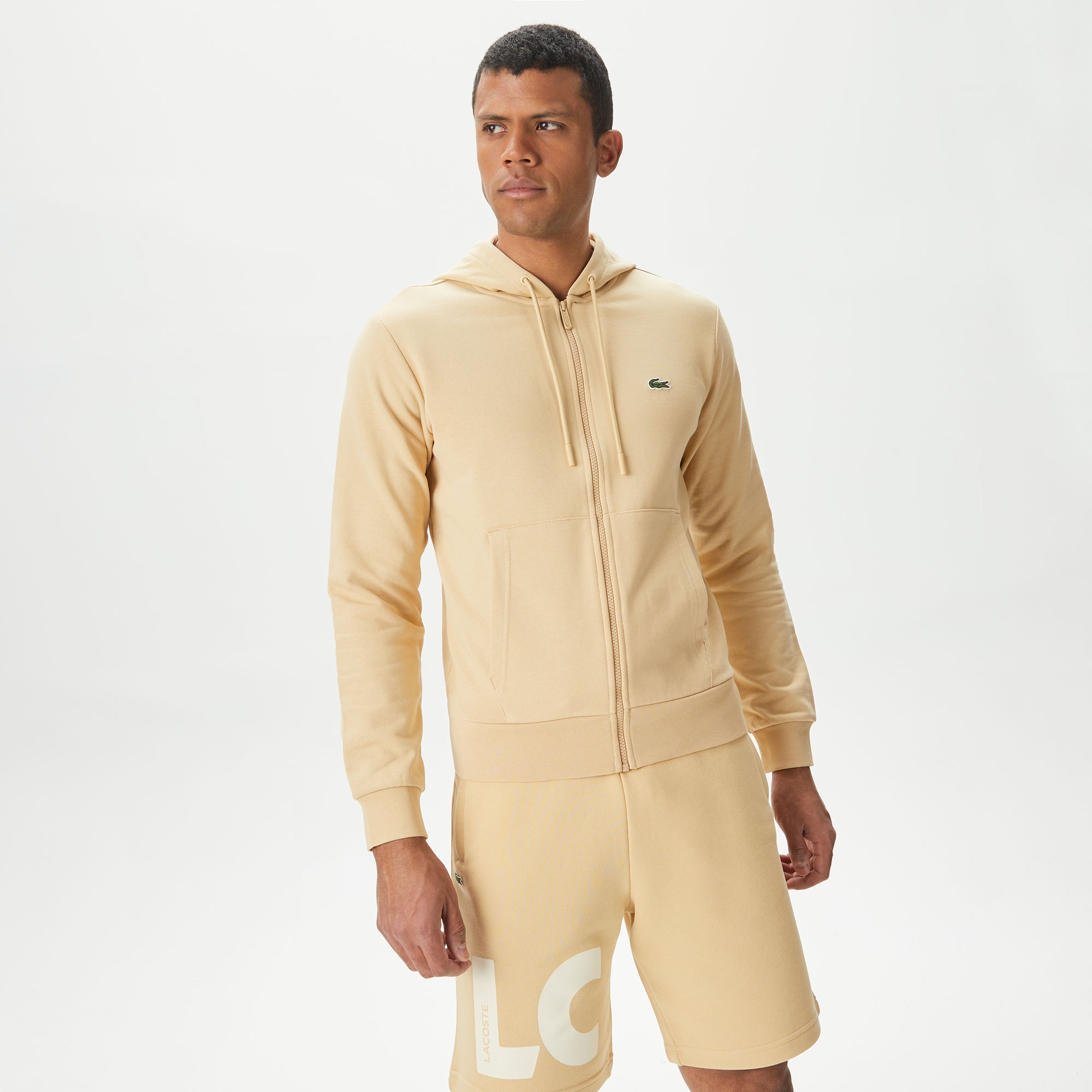 Lacoste Erkek Classic Fit Fermuarlı Bej Sweatshirt