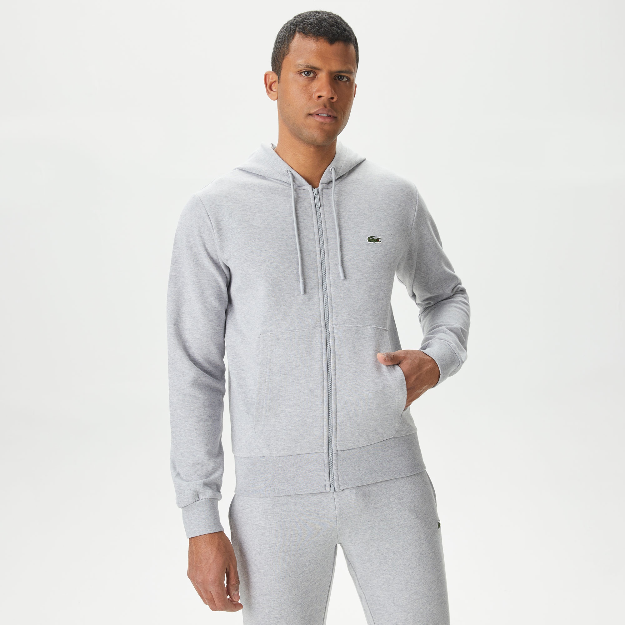 Lacoste Erkek Classic Fit Fermuarlı Gri Sweatshirt