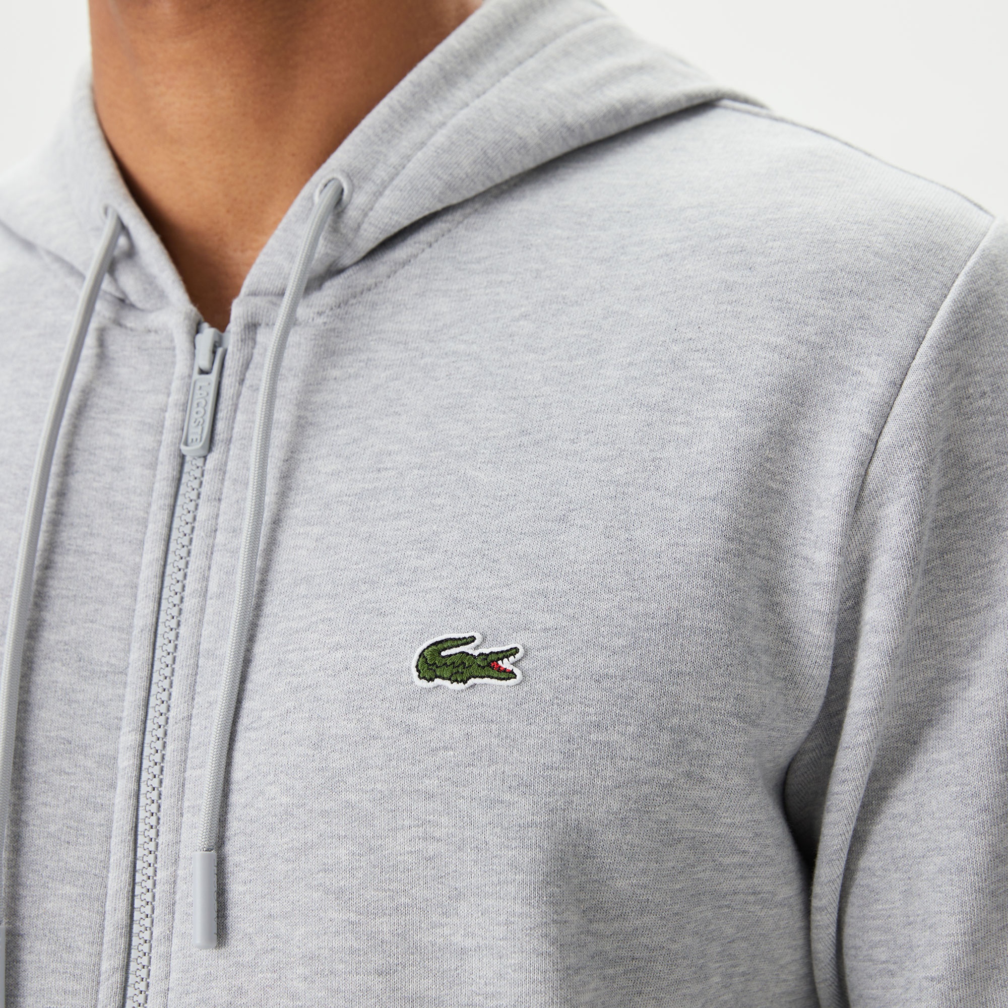 Lacoste Erkek Classic Fit Fermuarlı Gri Sweatshirt