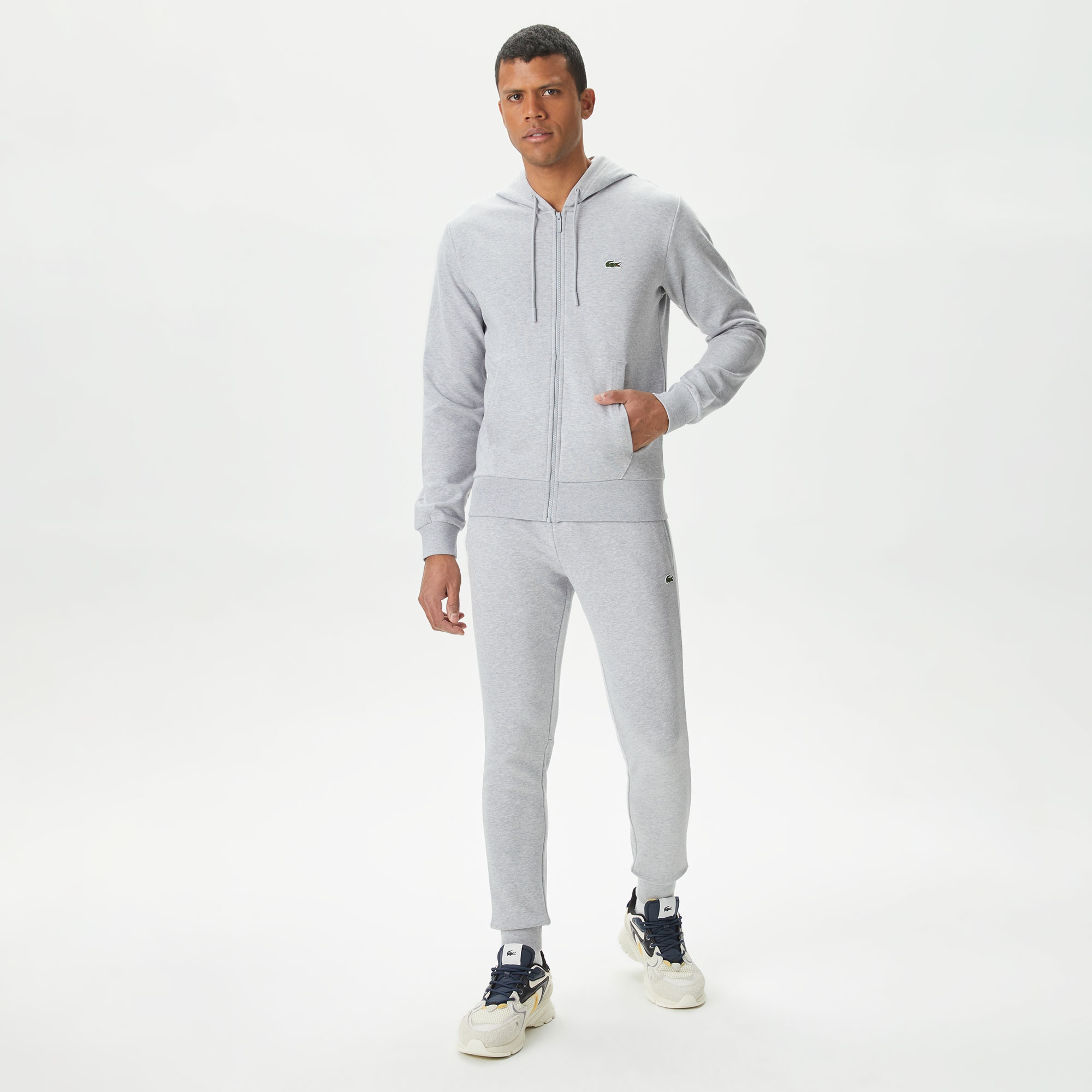 Lacoste Erkek Classic Fit Fermuarlı Gri Sweatshirt